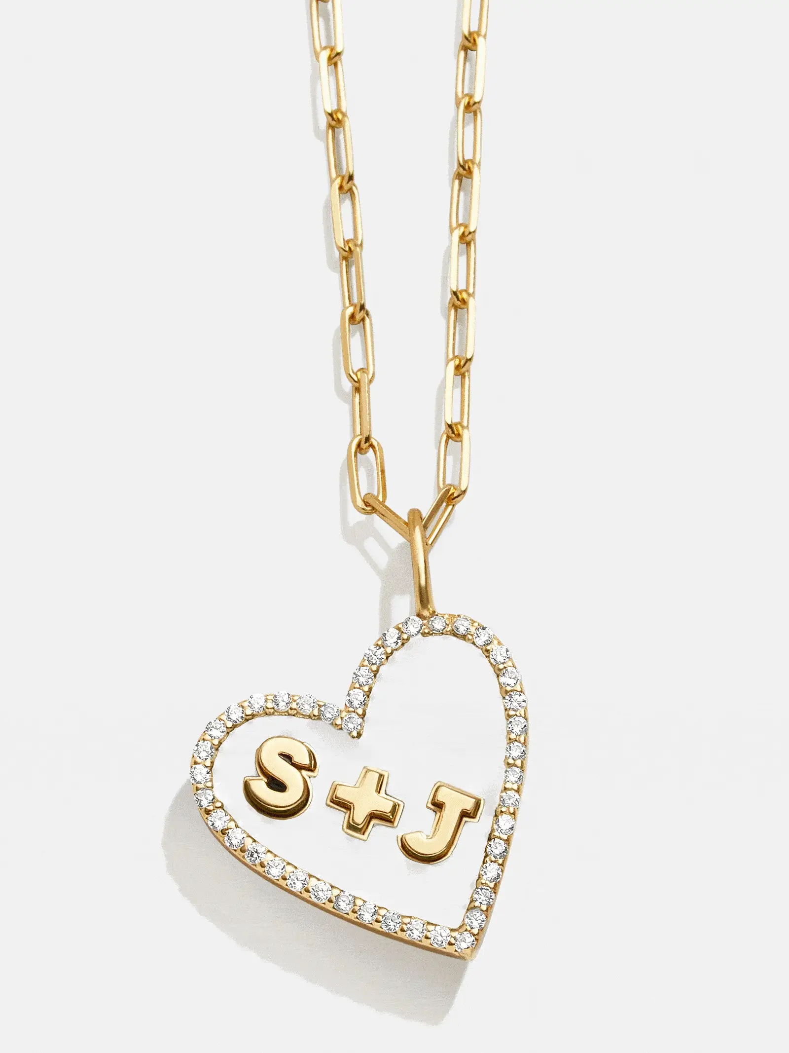 Reversible 14K Gold Custom Heart Necklace - Gold/Pavé