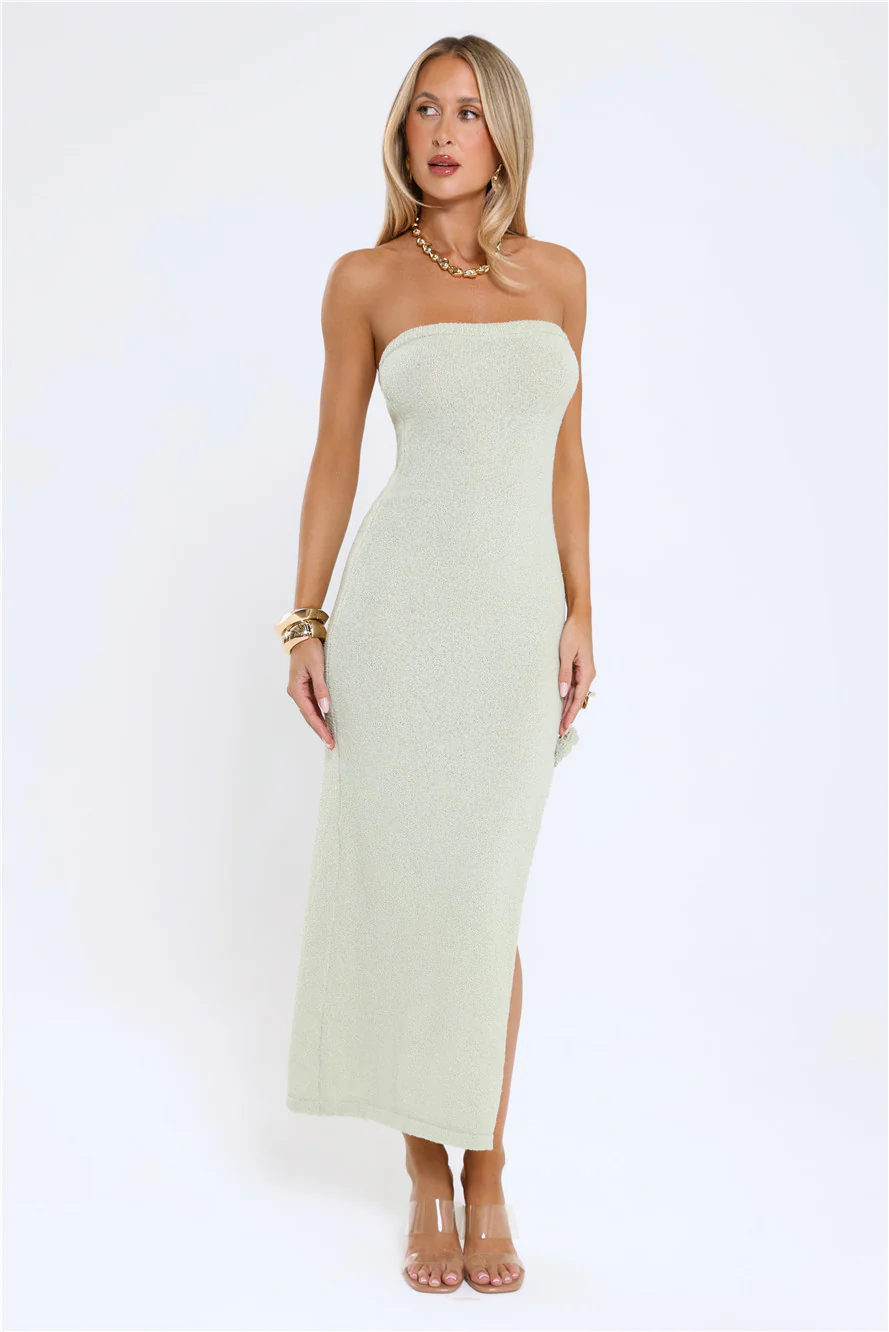 Tidal Glow Strapless Maxi Dress Green