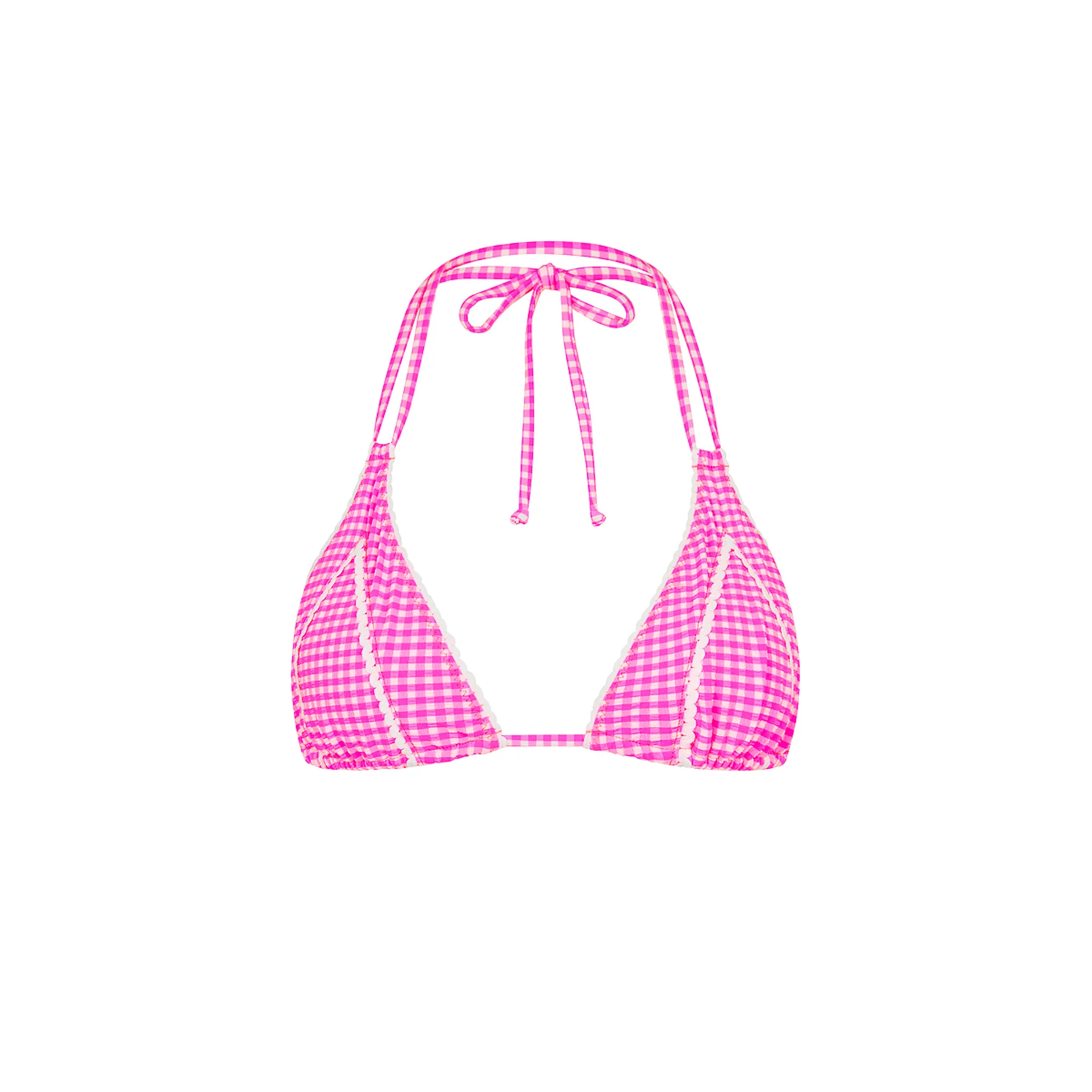 Decorative Panel Halter Bikini Top - Pink Diva