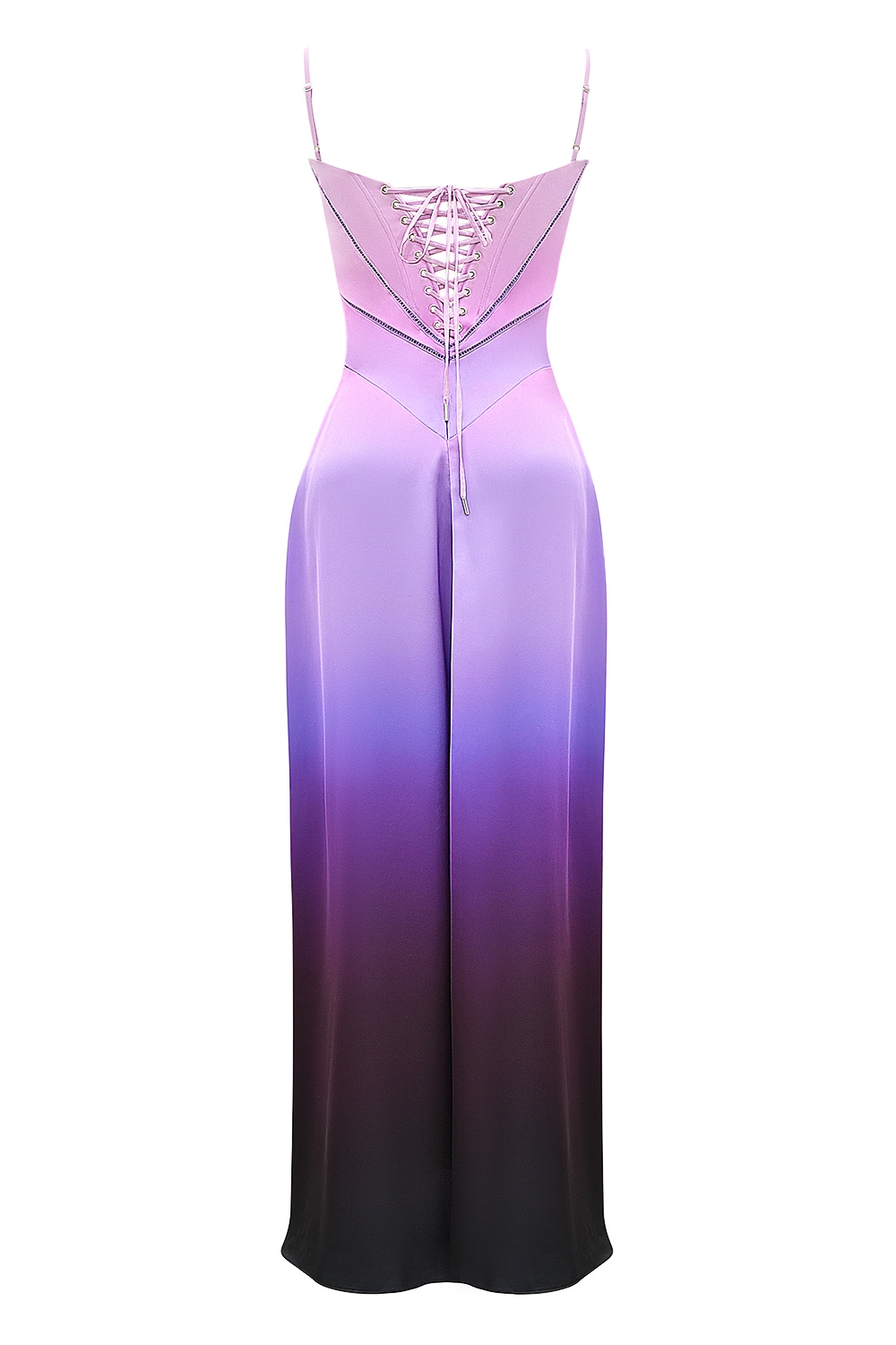 ombre print lace up maxi dress