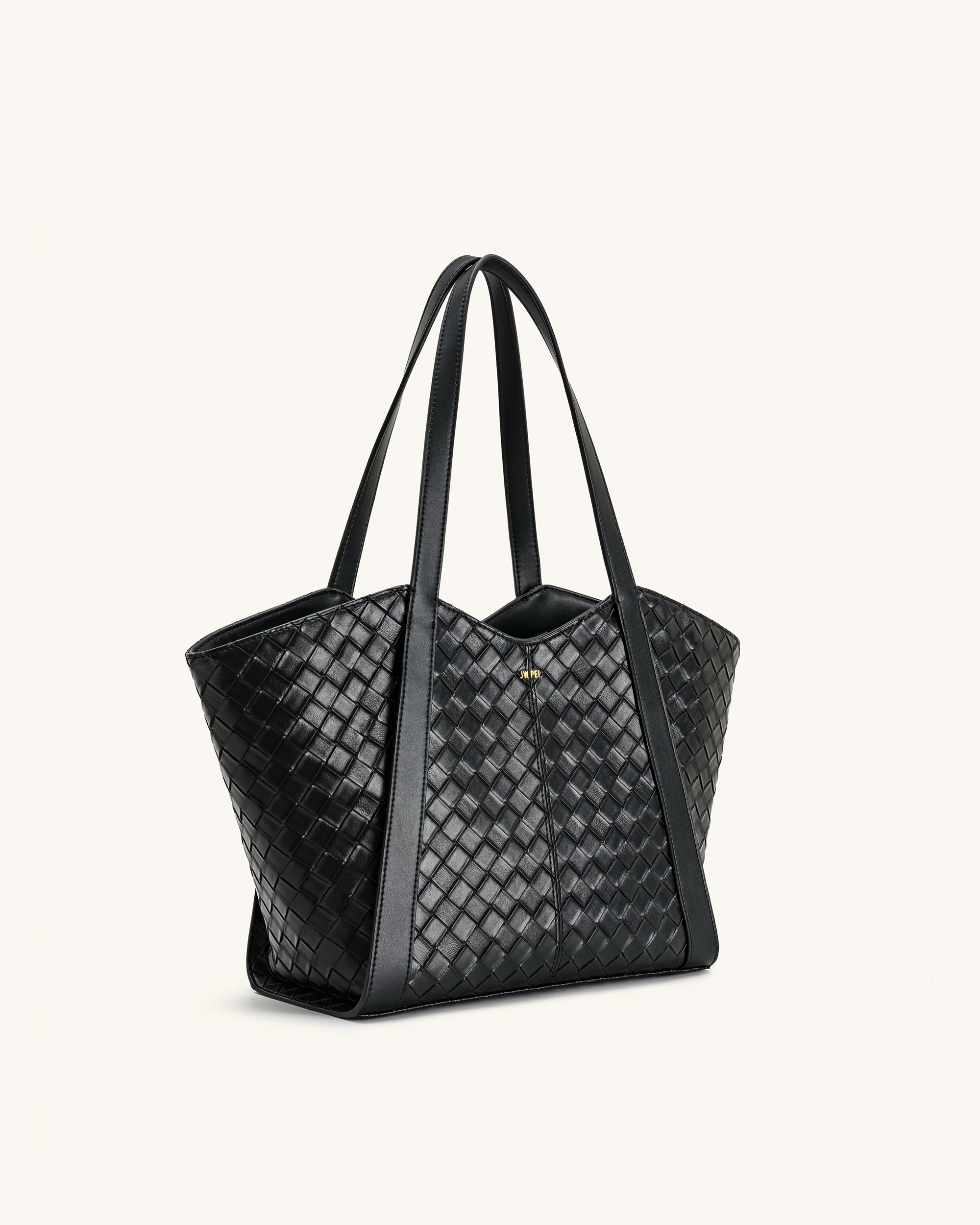Kiana Large Capacity Weave Texture Tote Bag - Black