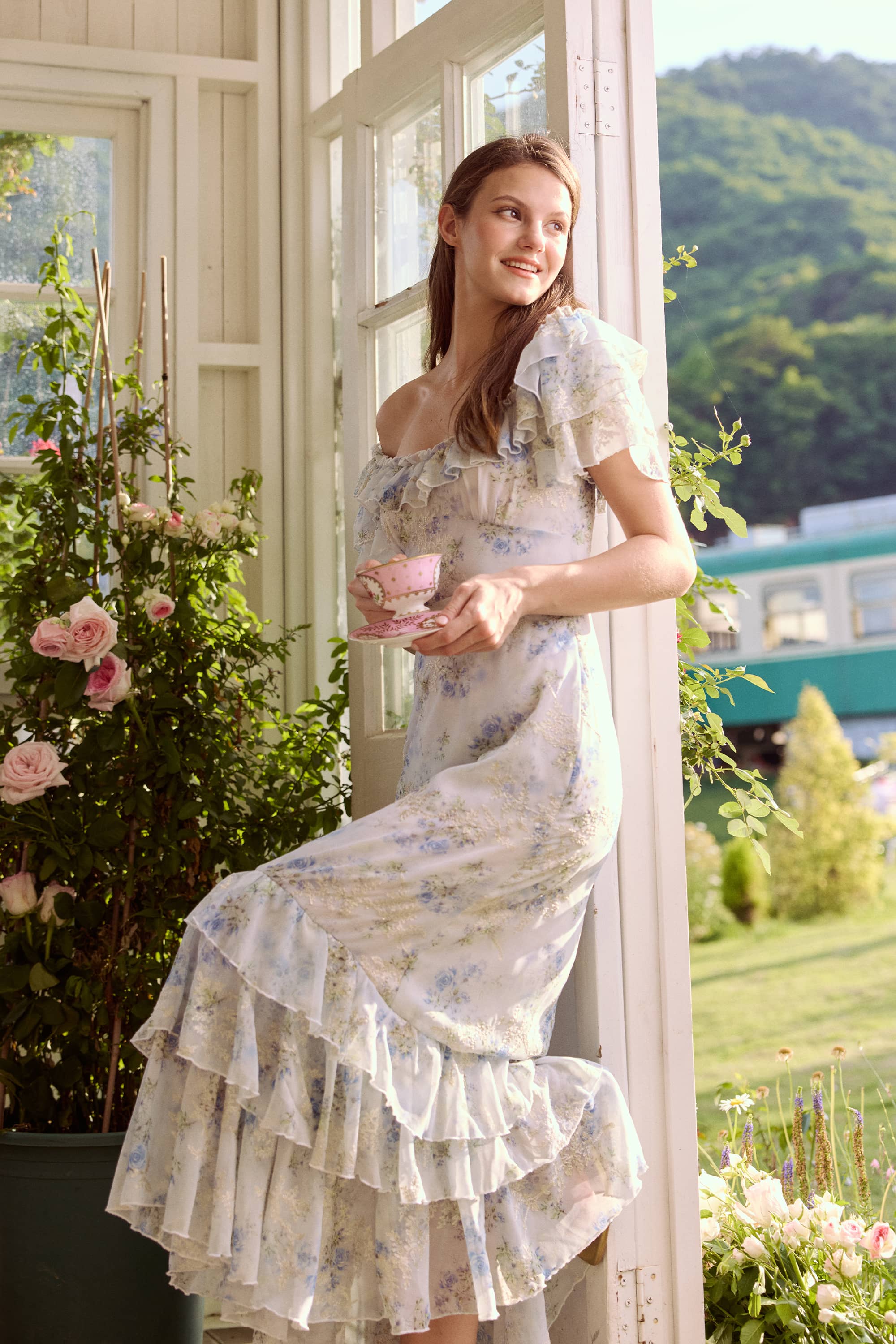 Seraphina Chiffon Embroidery Floral Maxi Dress