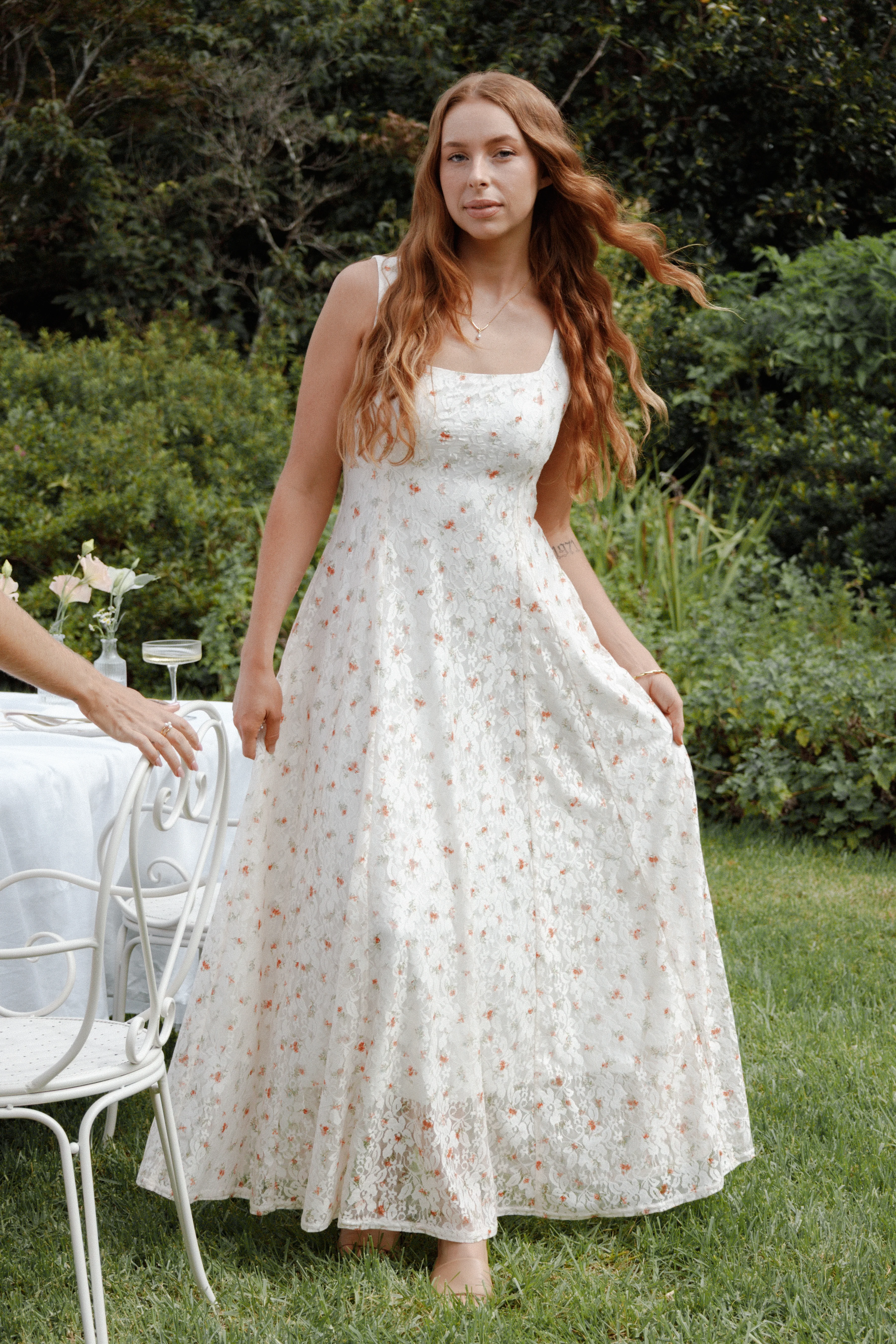 Valley Maxi Dress - White Floral Lace