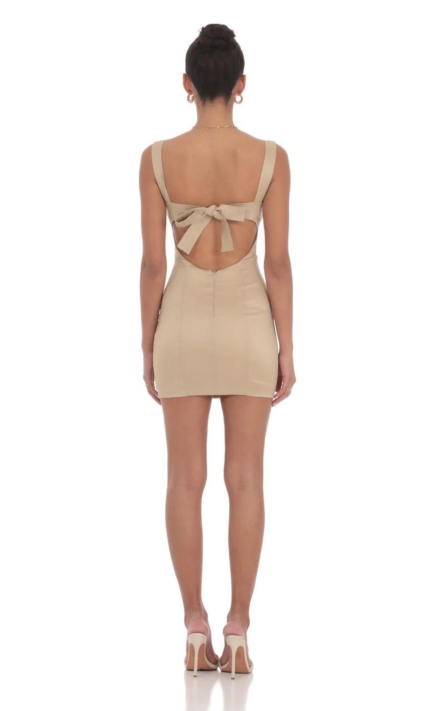 Square Neck Bodycon Dress in Almond