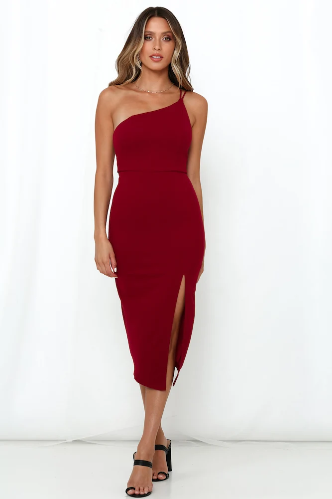HELLO MOLLY Taking It Back Dress Maroon
