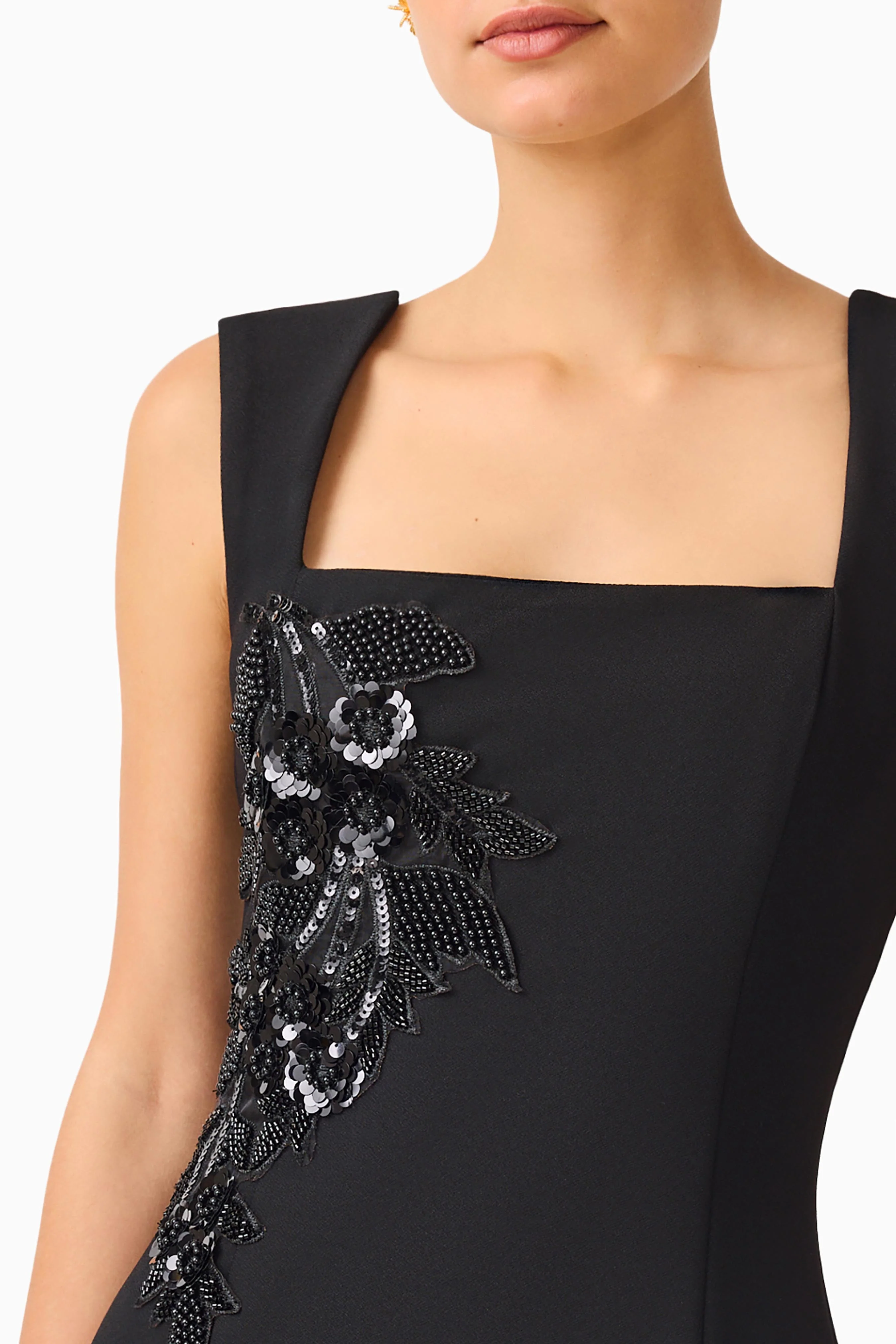 Odelia Beaded Mini Dress in Black