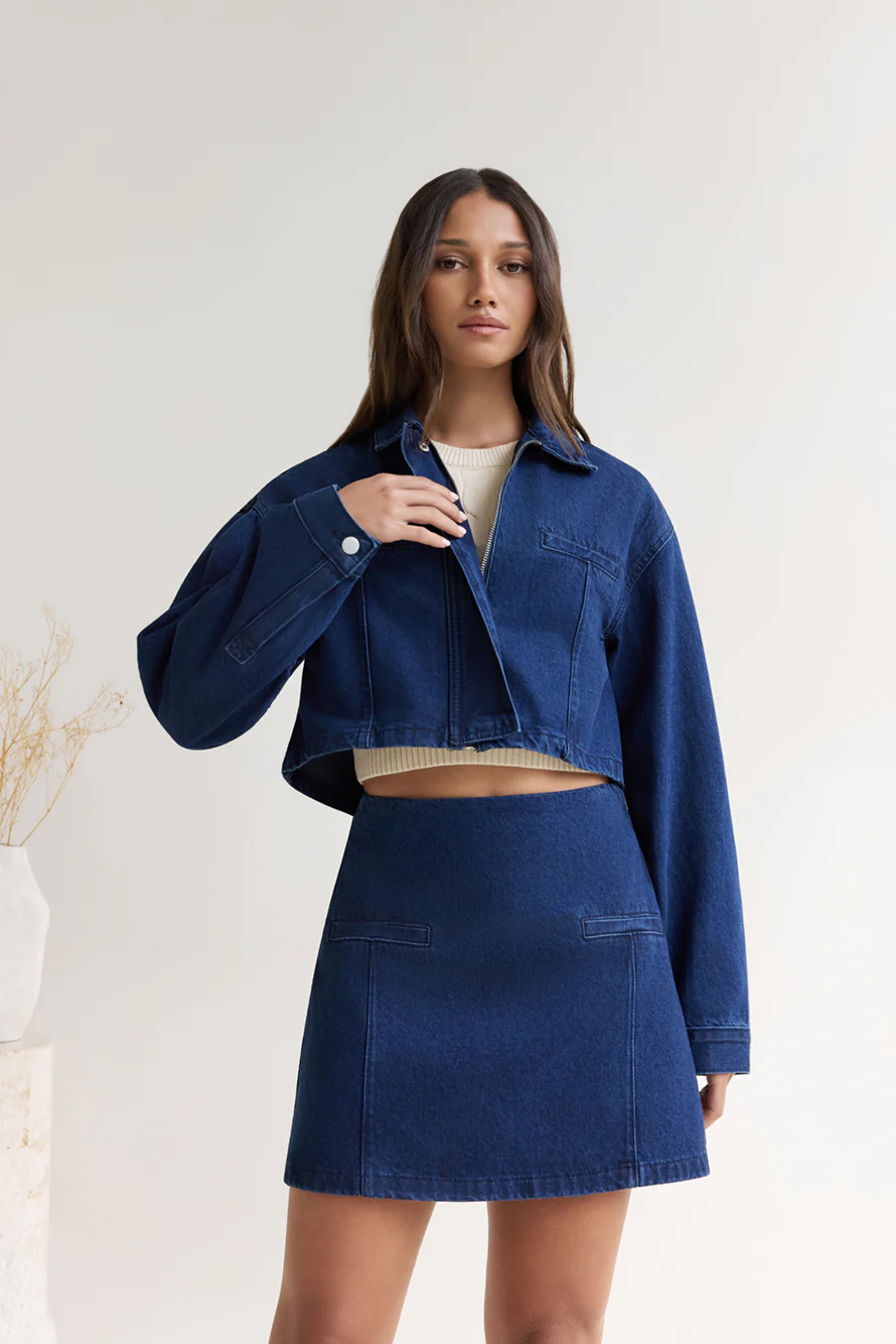 Coffee Dates Denim Mini Skirt Blue