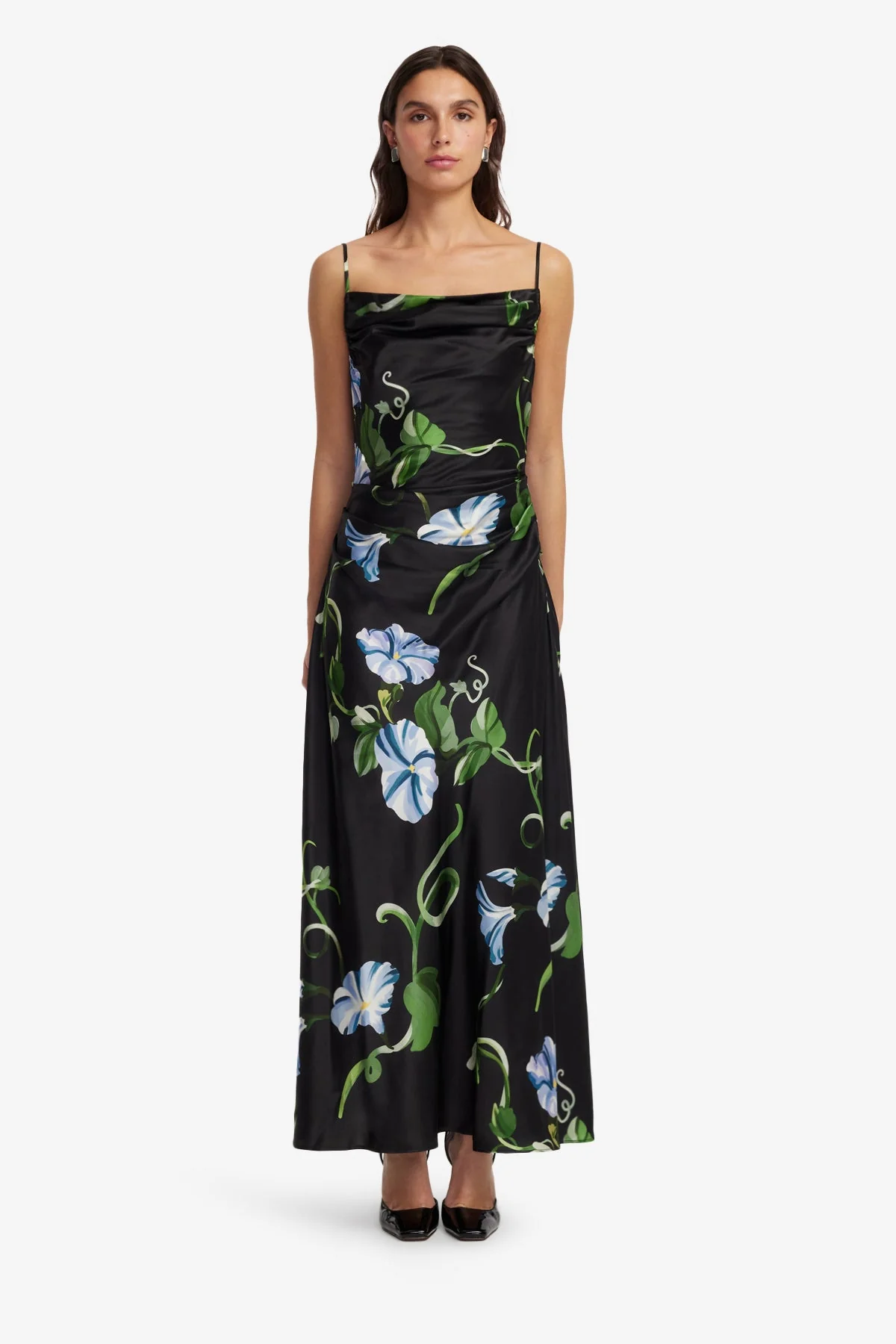 Valentina Maxi Dress - Vine Print in Ebony