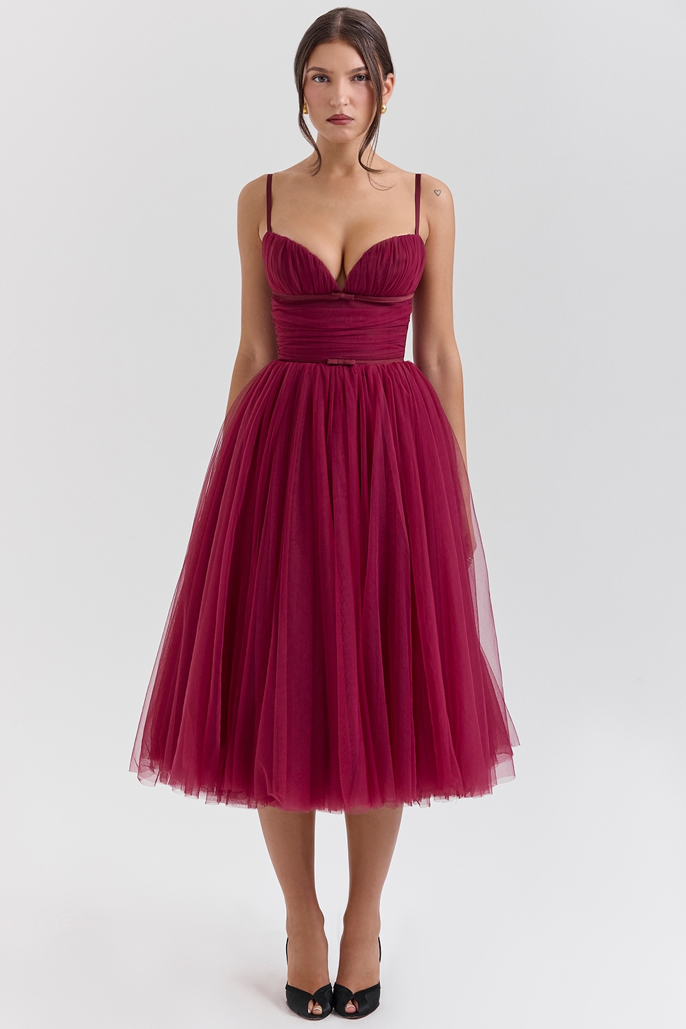 Cabernet Tulle Midi Dress