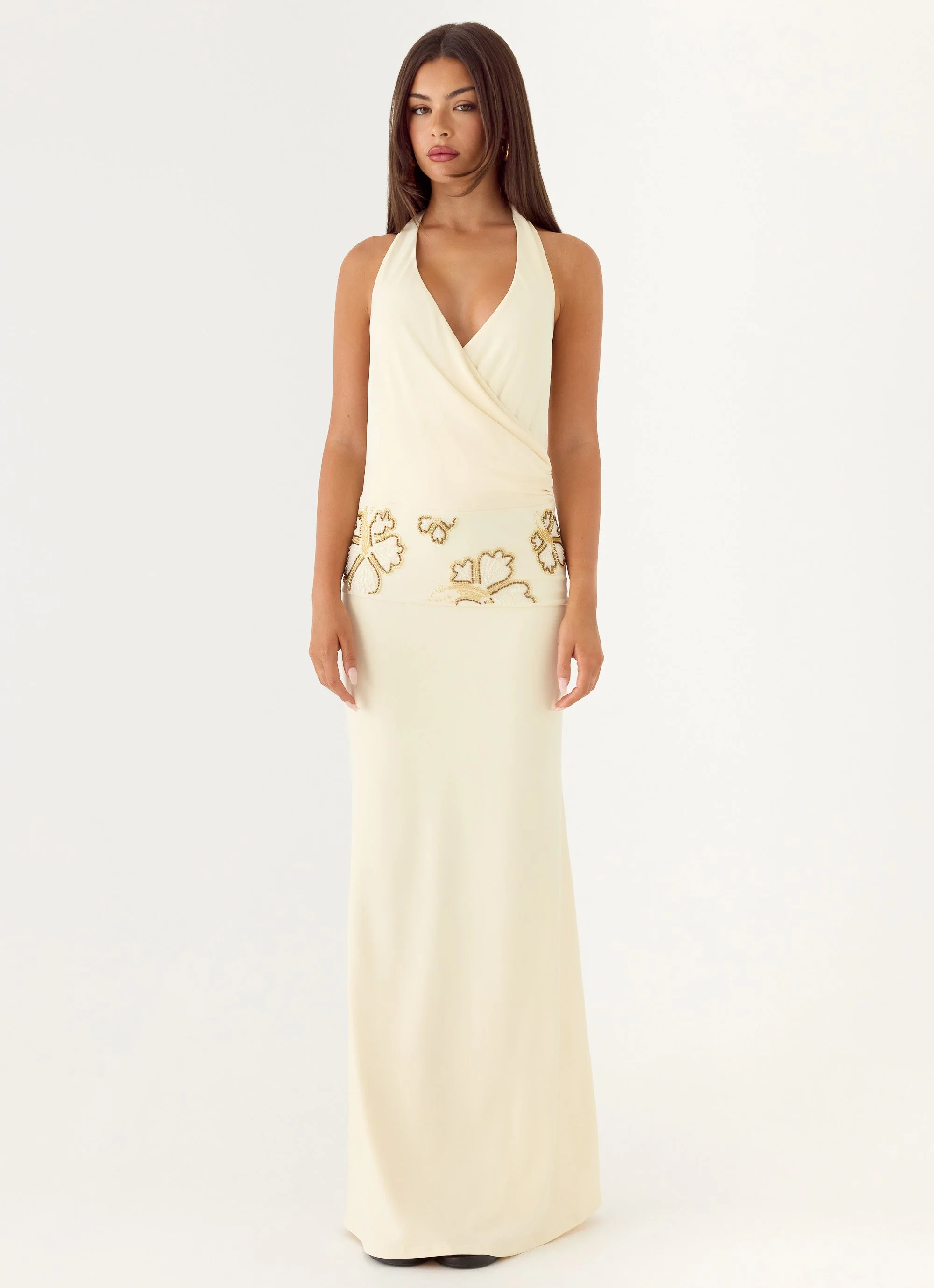 Sandrine Beaded Maxi Dress - Yellow - luluinthesky
