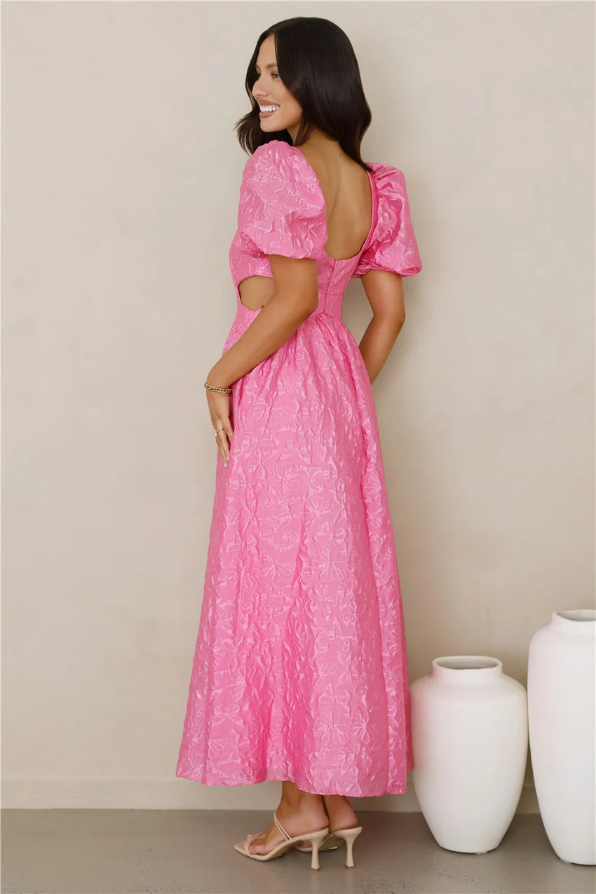 Softly Enchanted Midi Dress Fuchsia - luluinthesky