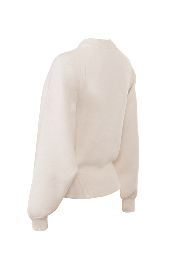 Cream Wool Cashmere Heavy Knit Sweater