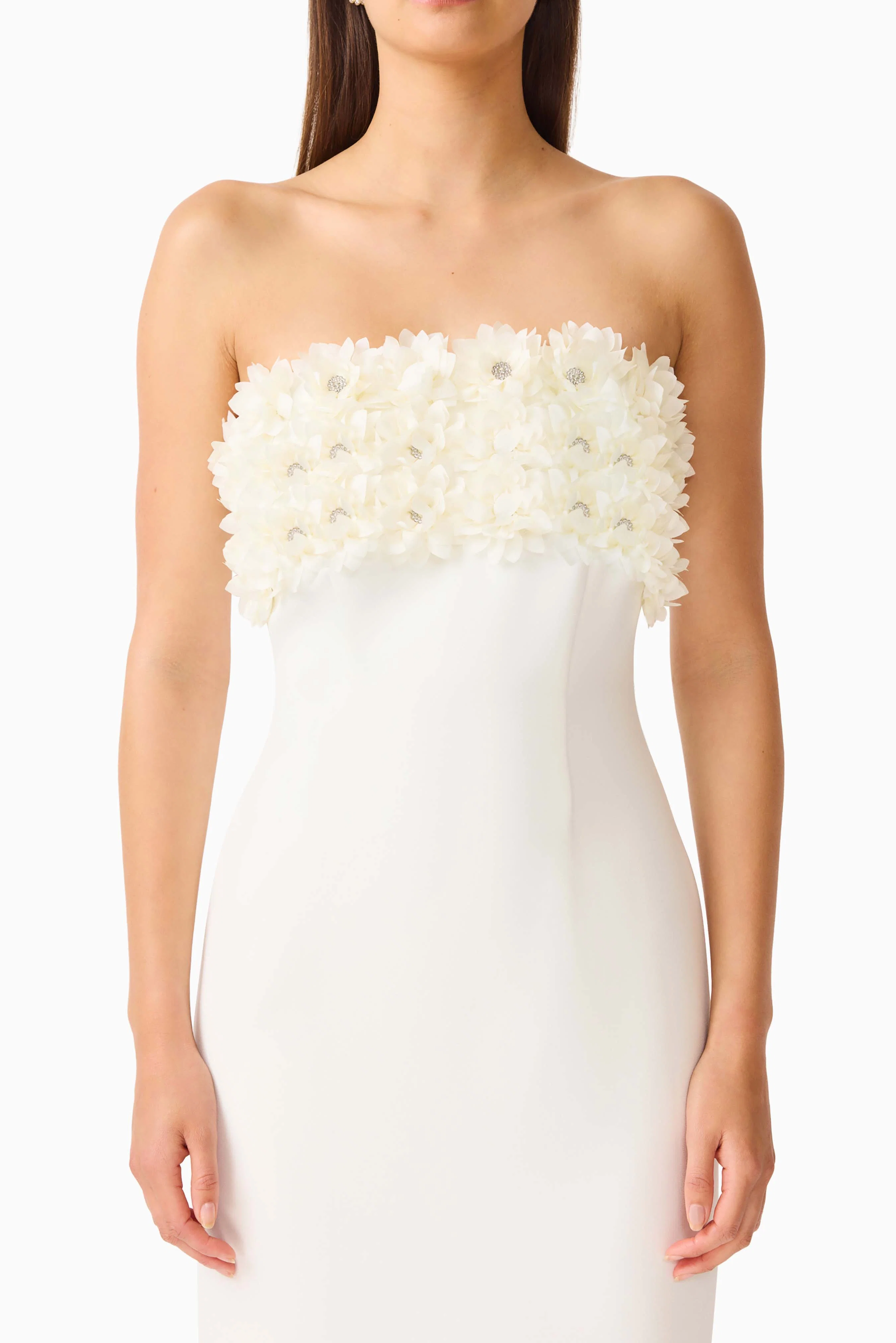 Solenne Column Midi Dress in White