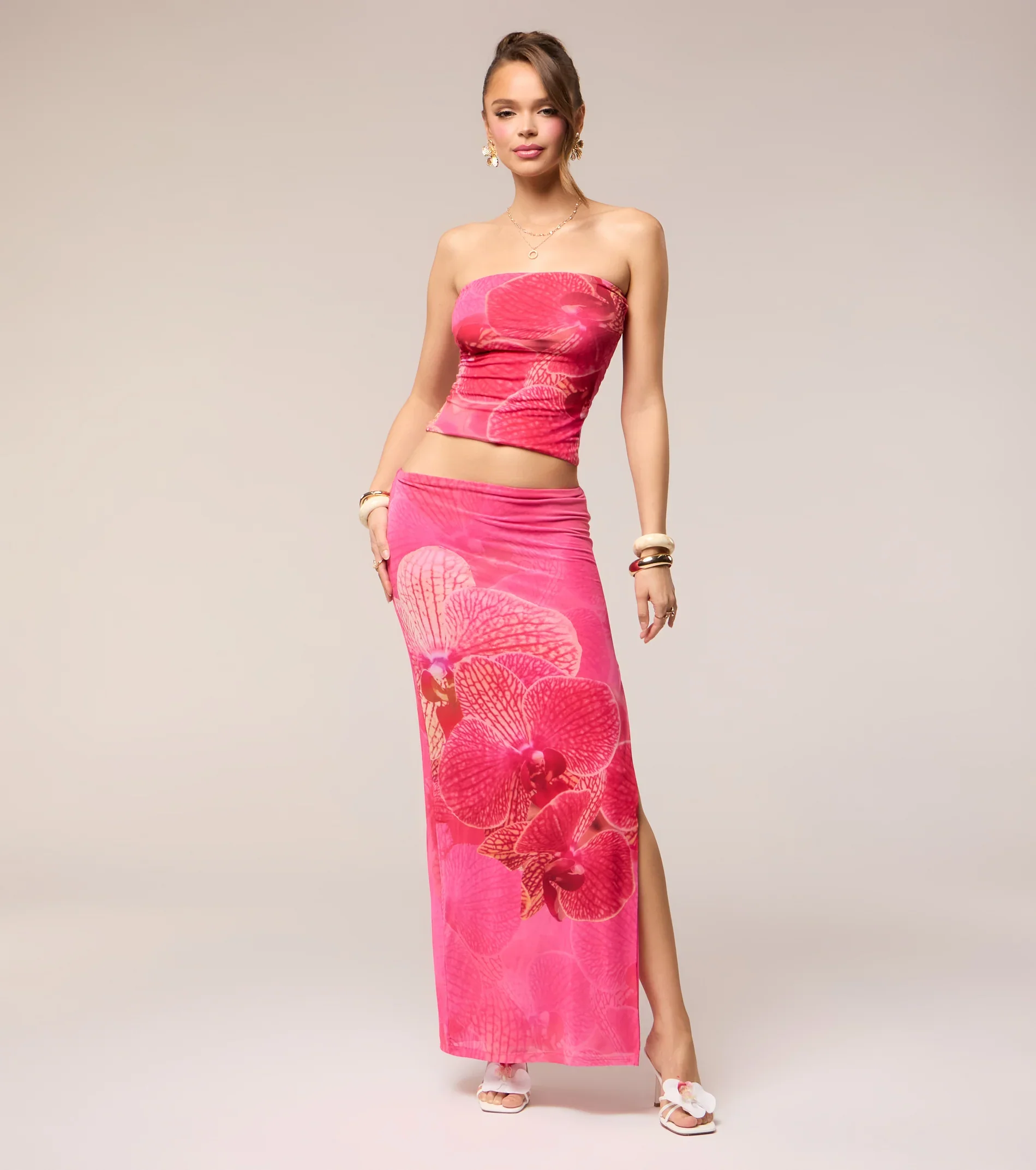 Catch Me On Vacay Tropical Floral Maxi Skirt