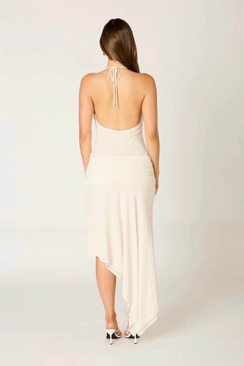 Chiffon Halter Midi Dress