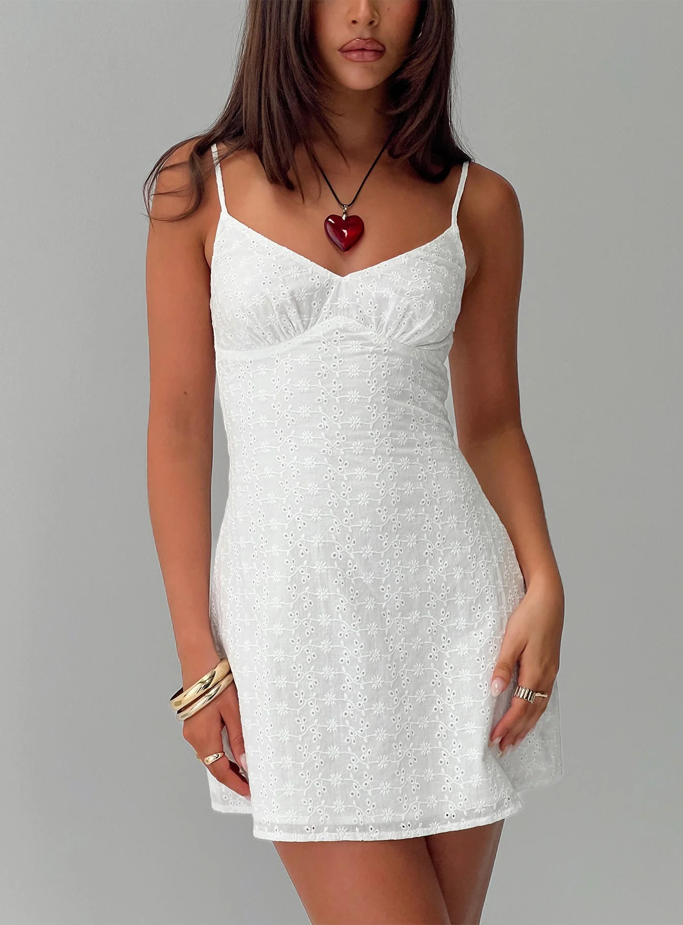 Jaye Mini Dress White Broderie