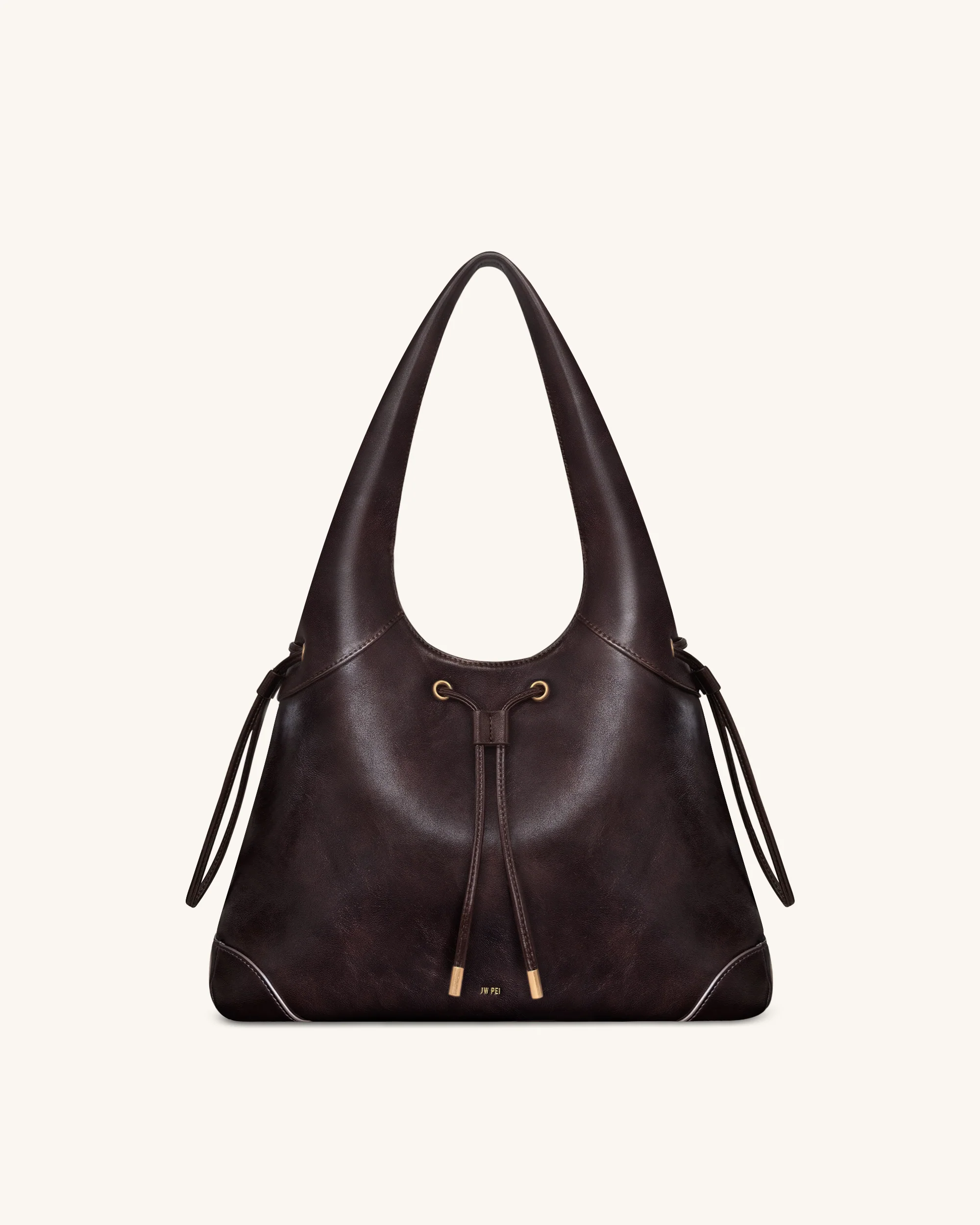 Celandra Drawstring Hobo Bag - Dark Brown