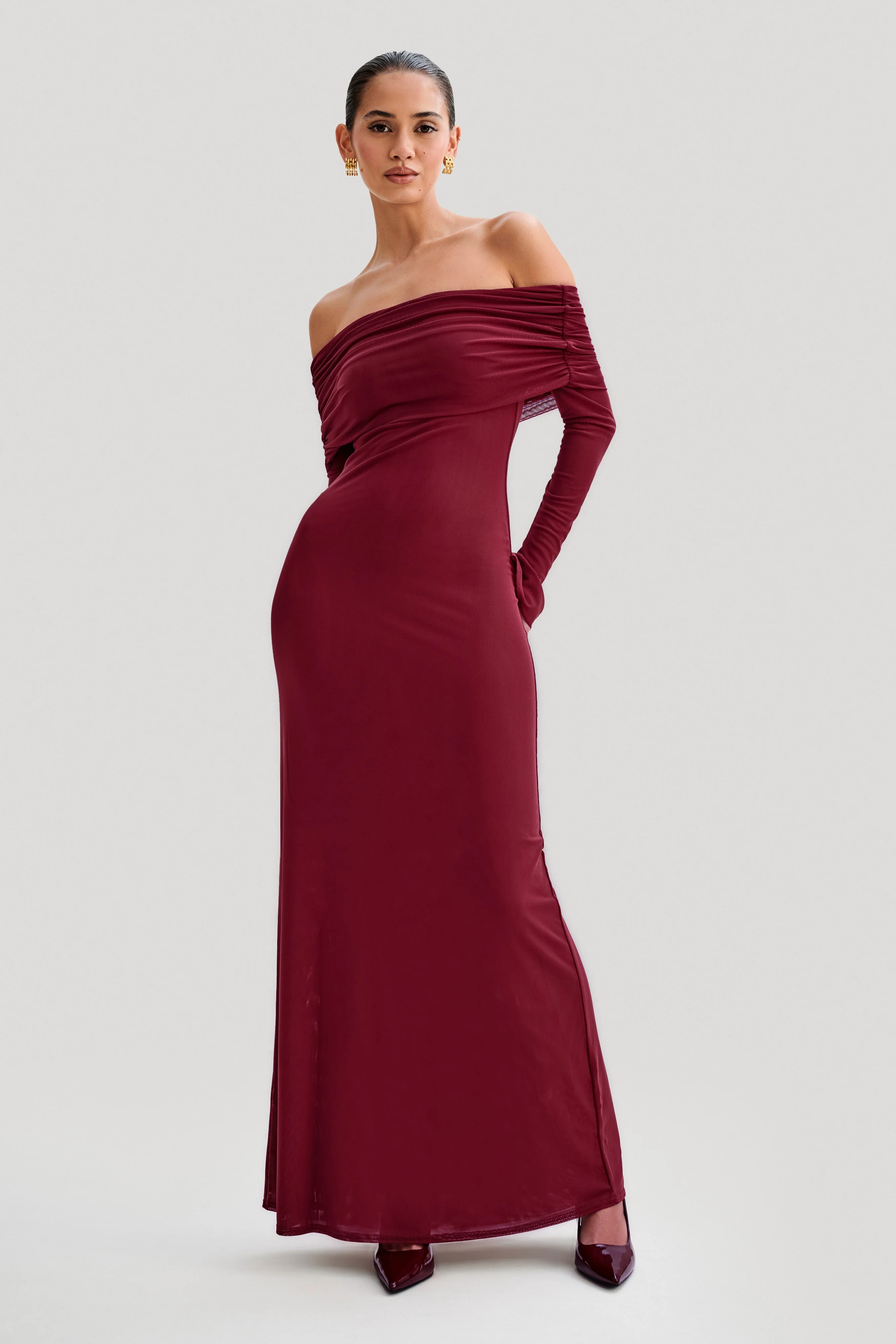 Josie-Off-Shoulder-Mesh-Maxi-Dress-Plum