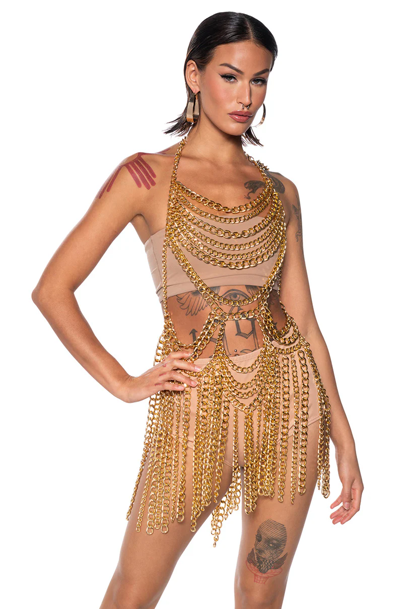 Goodbye Chain Angel Overlay Maxi Dress
