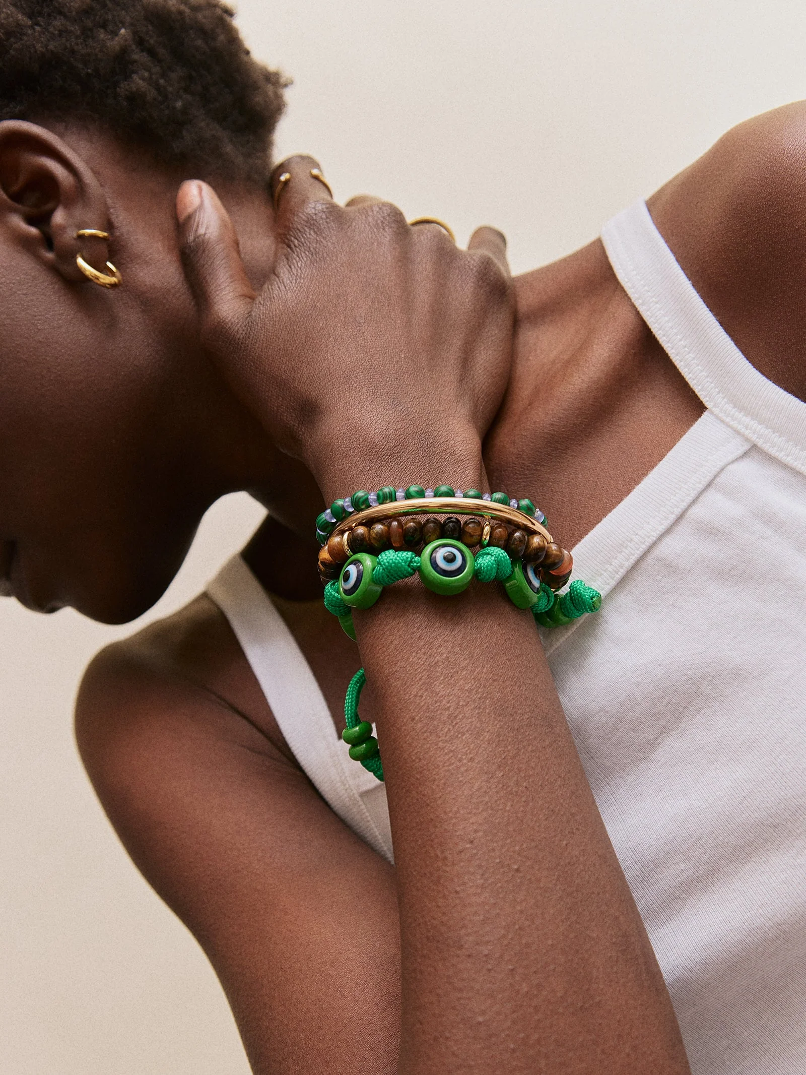 Knotty Good Eye Cord Bracelet  - Bright Green