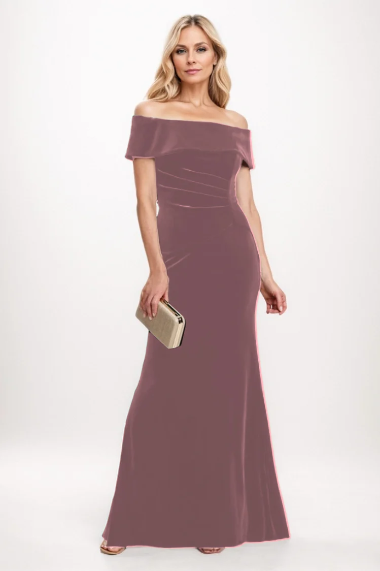 Sheath-Column Maxi Velvet Mother Of The Bride Dress CM0271