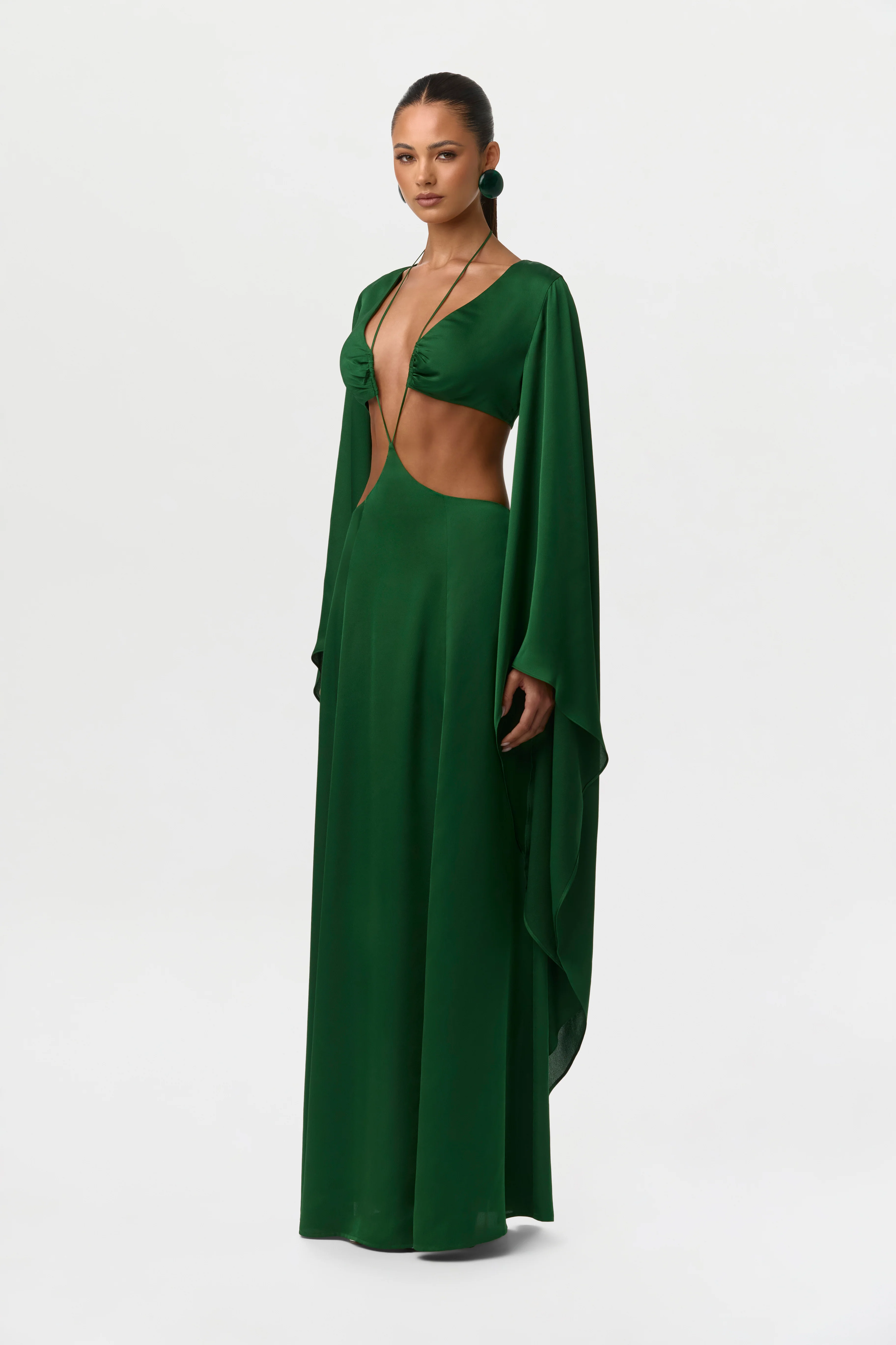 Satin Cutout Maxi Dress