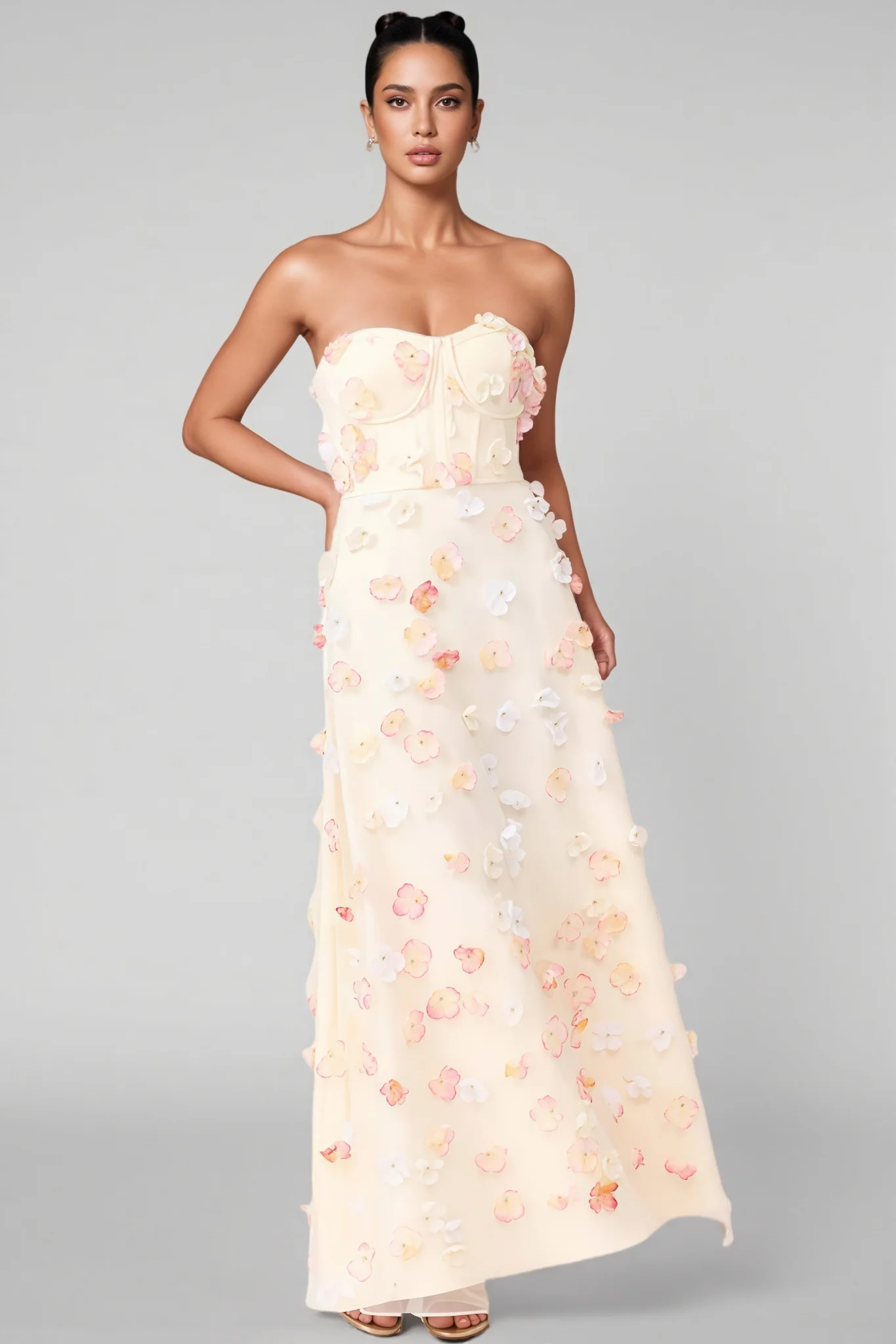 Tasha Yellow Strapless Maxi Dress