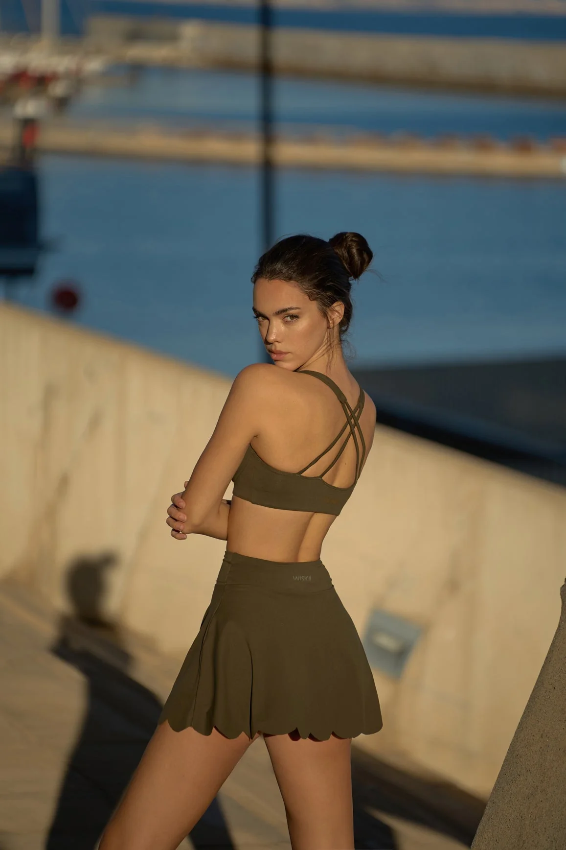 WISKII Strappy Bra & High-Waist A-line Tennis Skirt