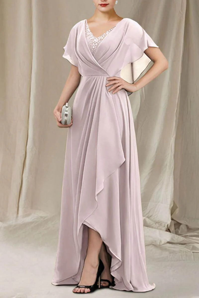 A-Line Sweep-Brush Train Chiffon Mother Dress CM0080