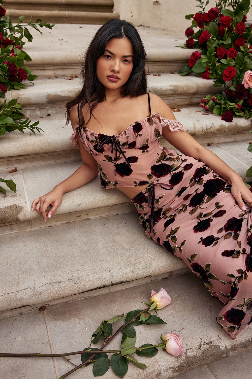 dusty pink devore top