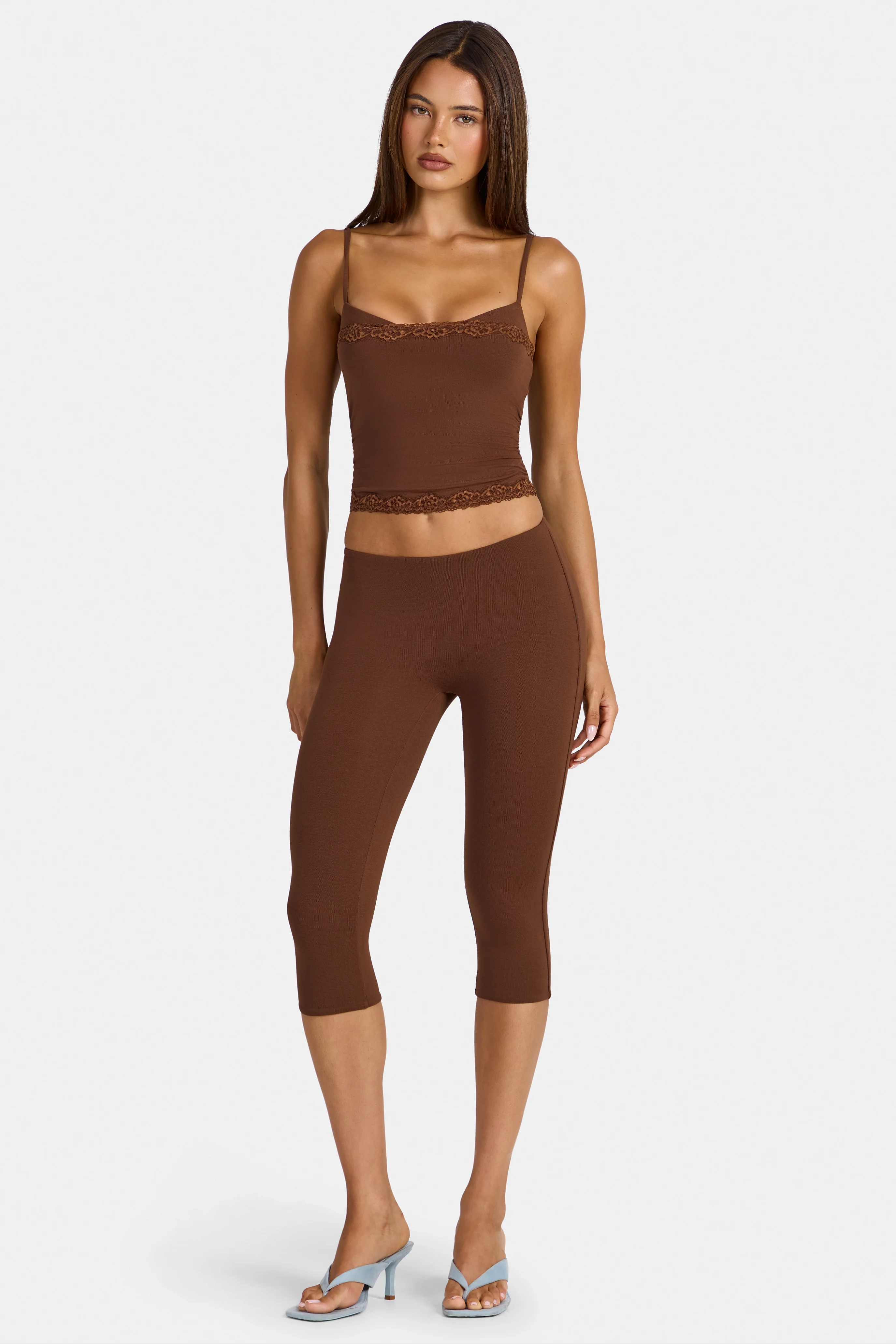 Modal Capri Leggings in Cocoa Brown