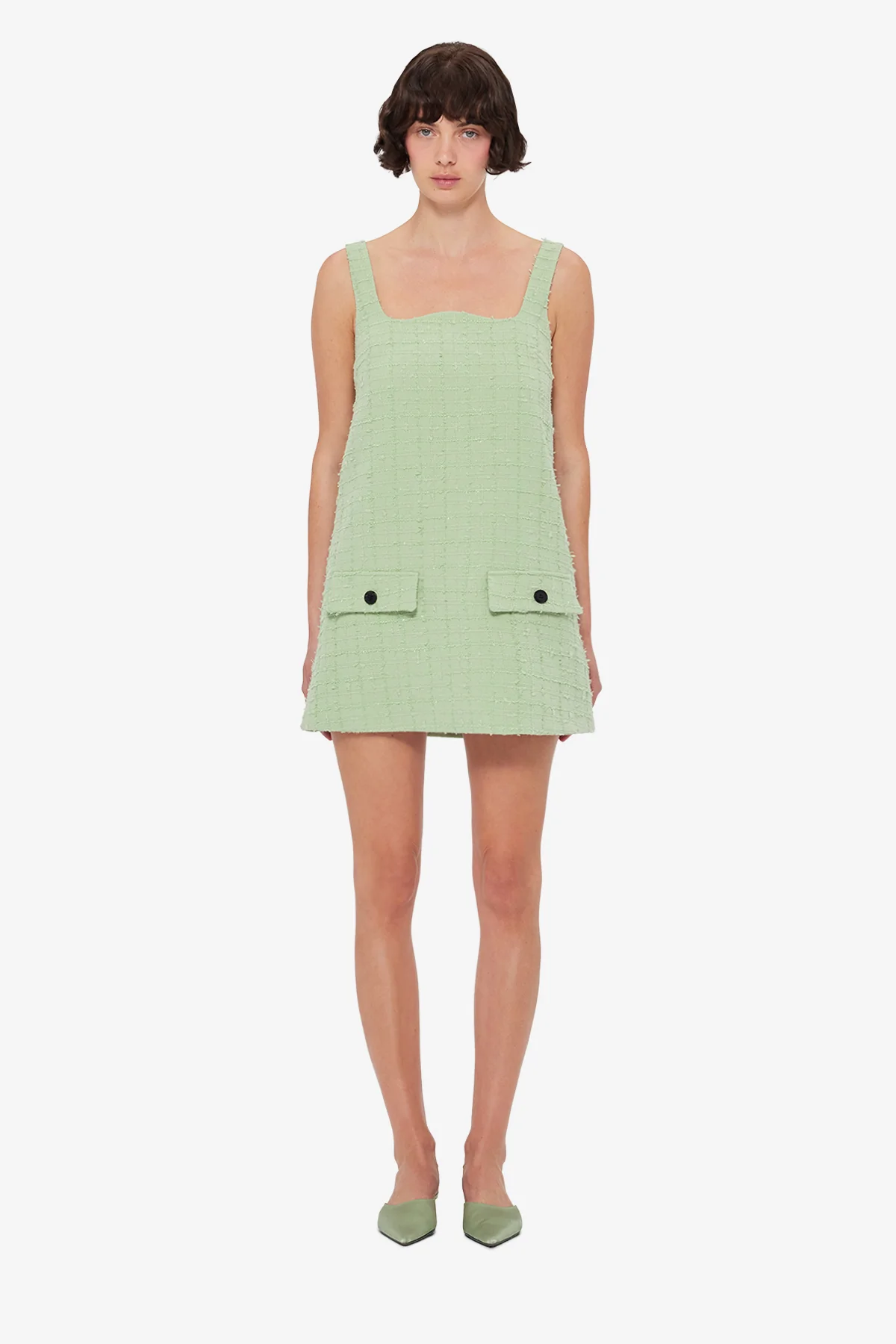 Kira Tweed Mini Dress - Caledon Green