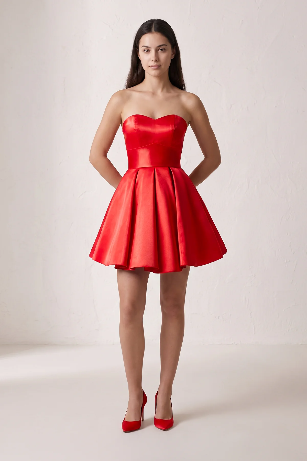 A Line Strapless Satin Homecoming Dress