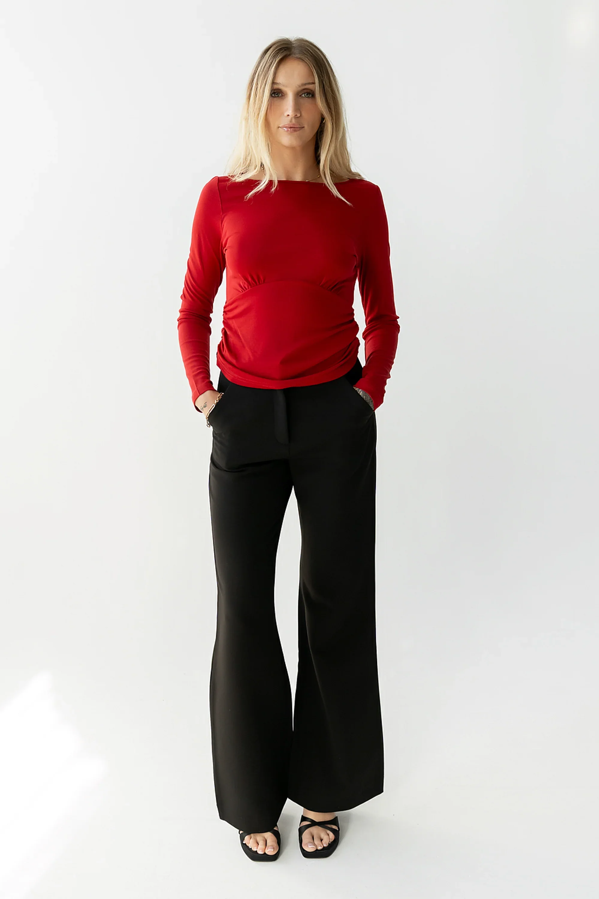 Selena Ruched Top in Red
