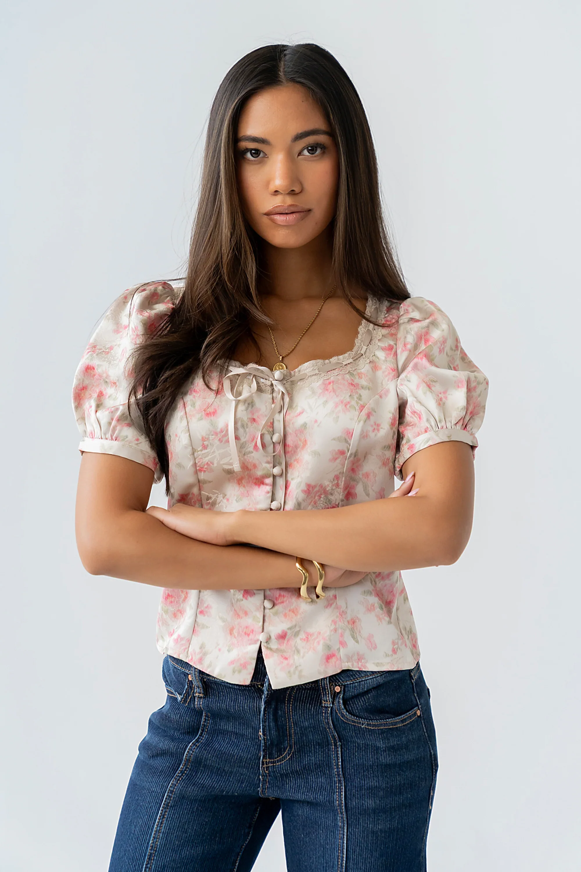 Faith Floral Blouse in Pink