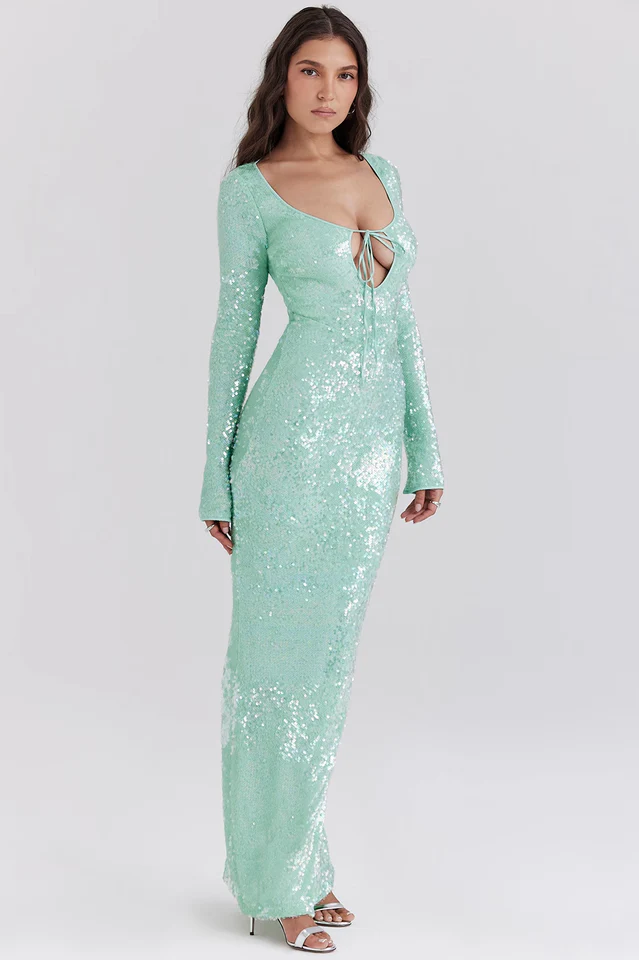Titania Seafoam Sequin Maxi Gown