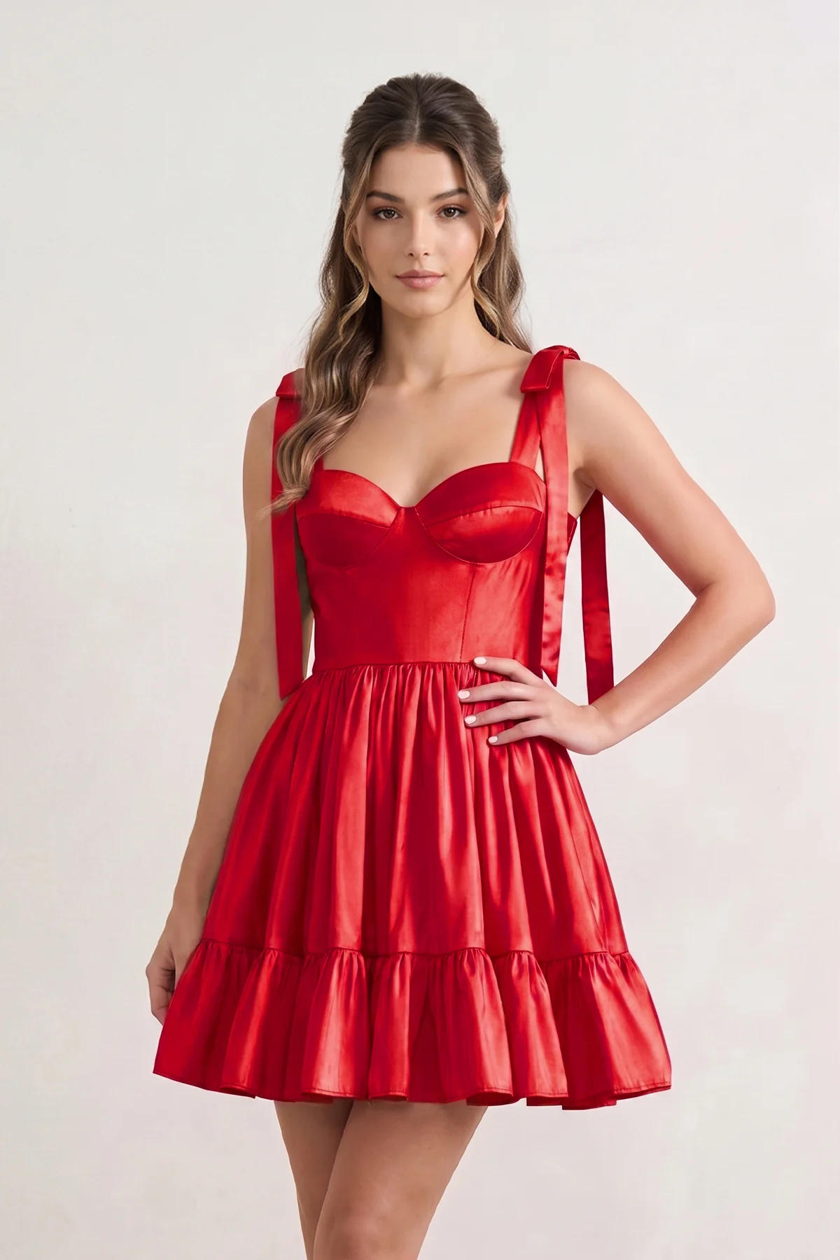 A-line Spaghetti Straps Homecoming Dress with Ruffle