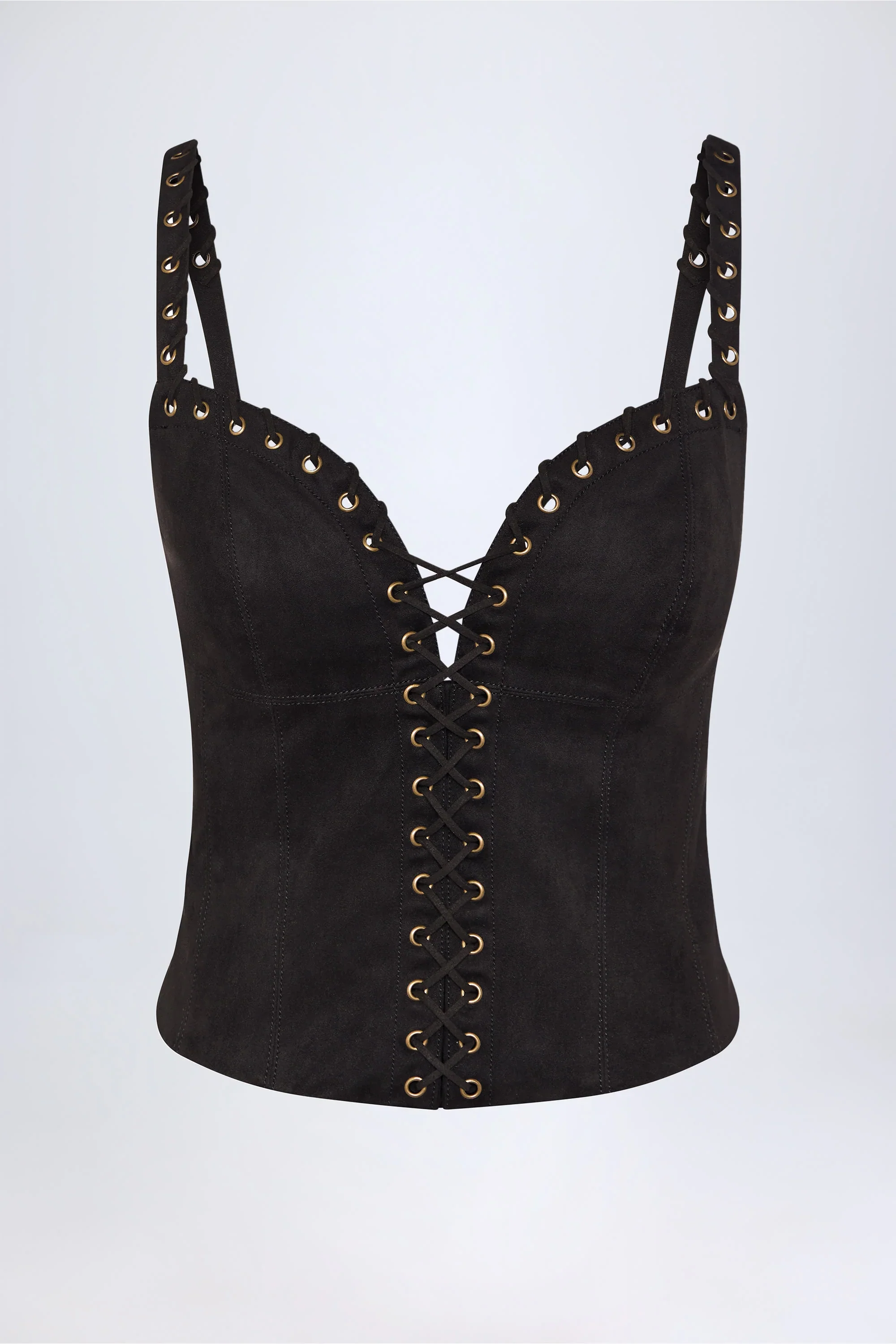 Lace-Up Top in Black