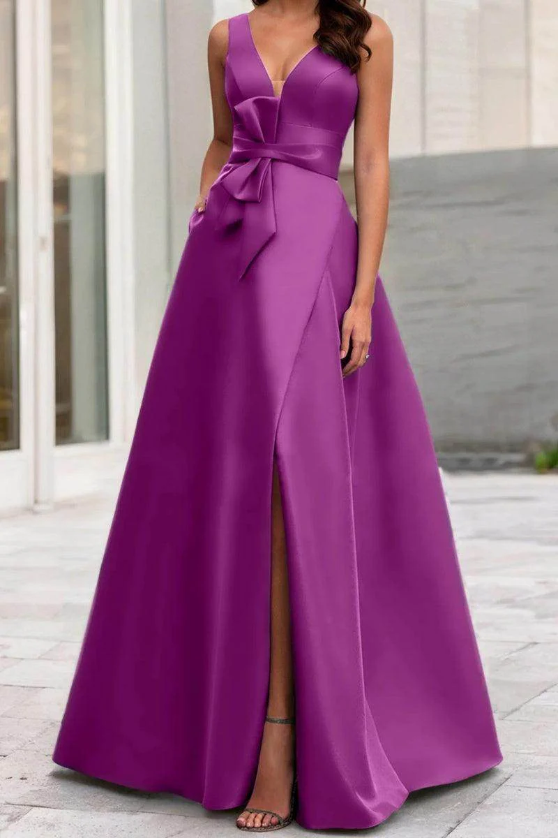 A Line V Neck Sleeveless Mother Of The Bride Dresses CM0341