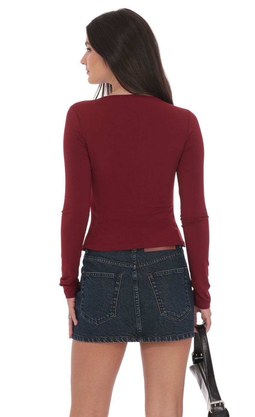 Double Twist Top in Burgundy