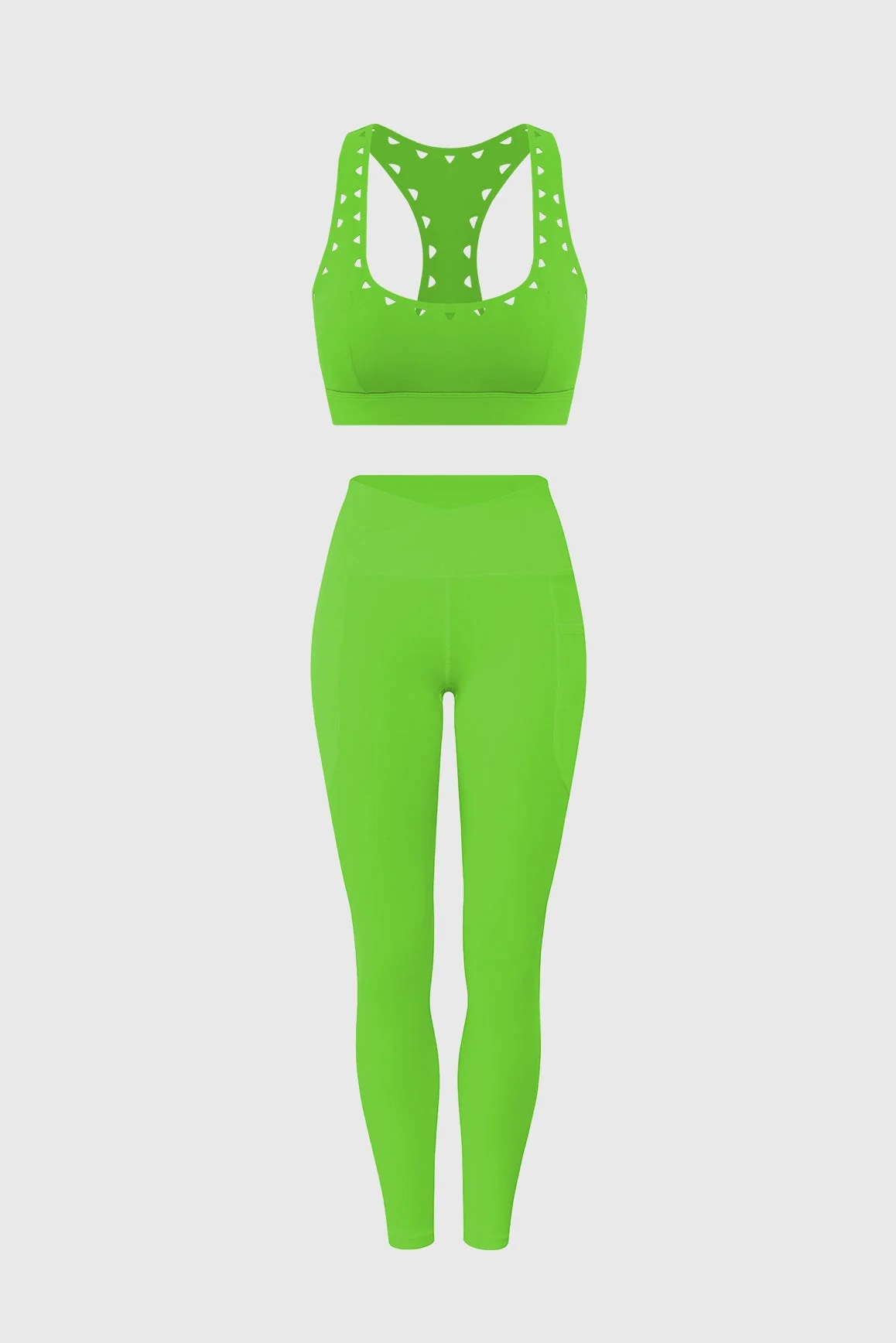 Racerback Laser Cut Sports Bra & V-Waist Utility Legging
