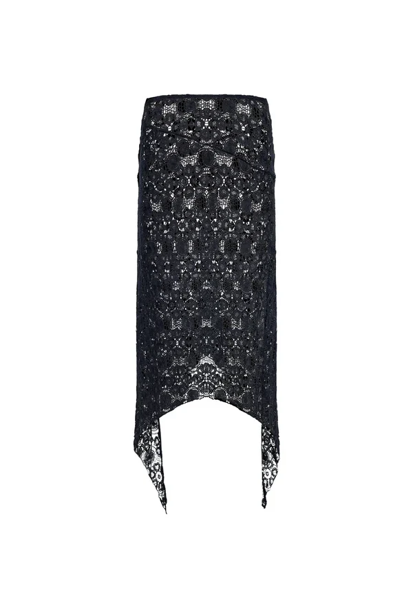 Lioness Black Midi Skirt - Women's High Waisted Fitted Midi Skirt