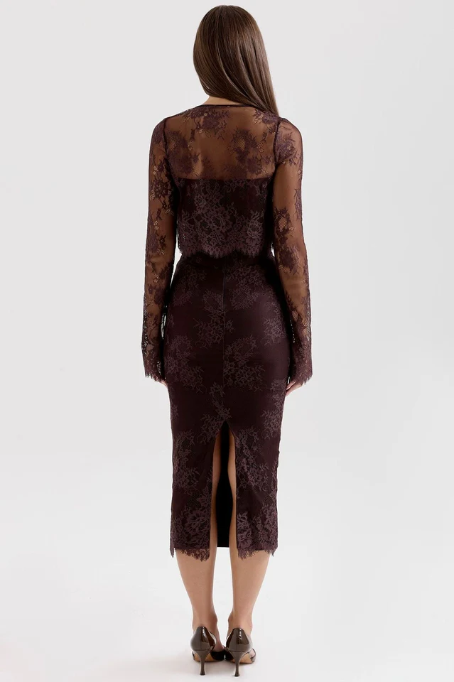Larra Lace Tie Neck Midi Dress
