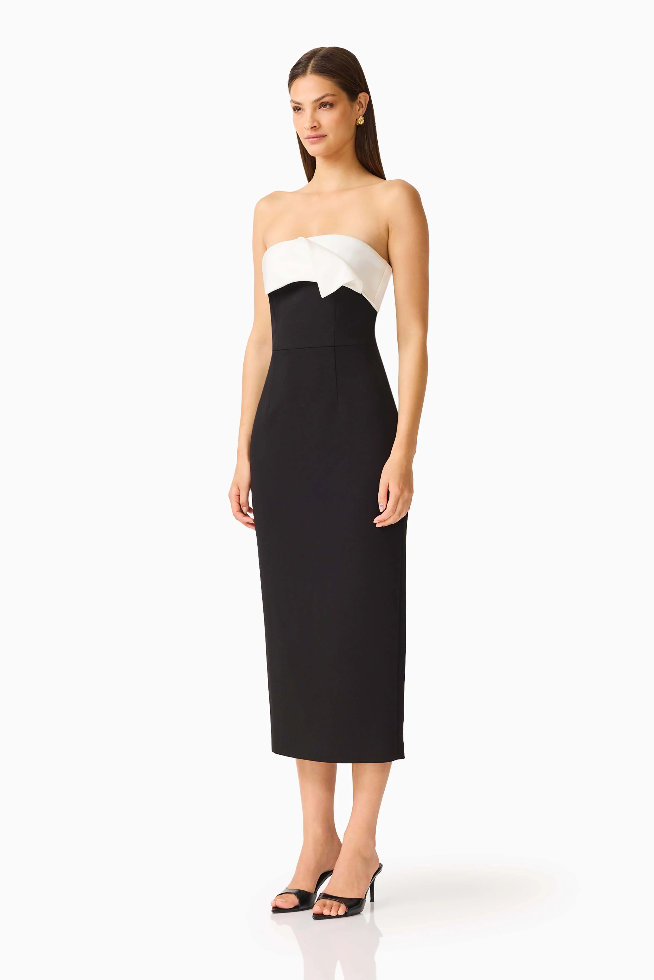 Elysia Column Midi Dress in Black
