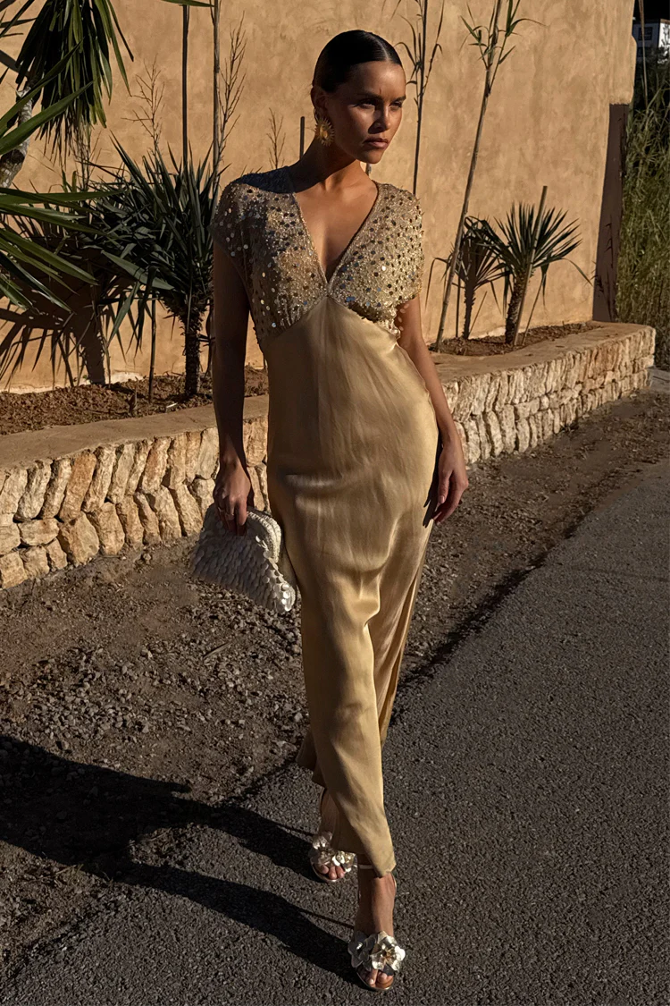 Gold Sequin Elodie Dress