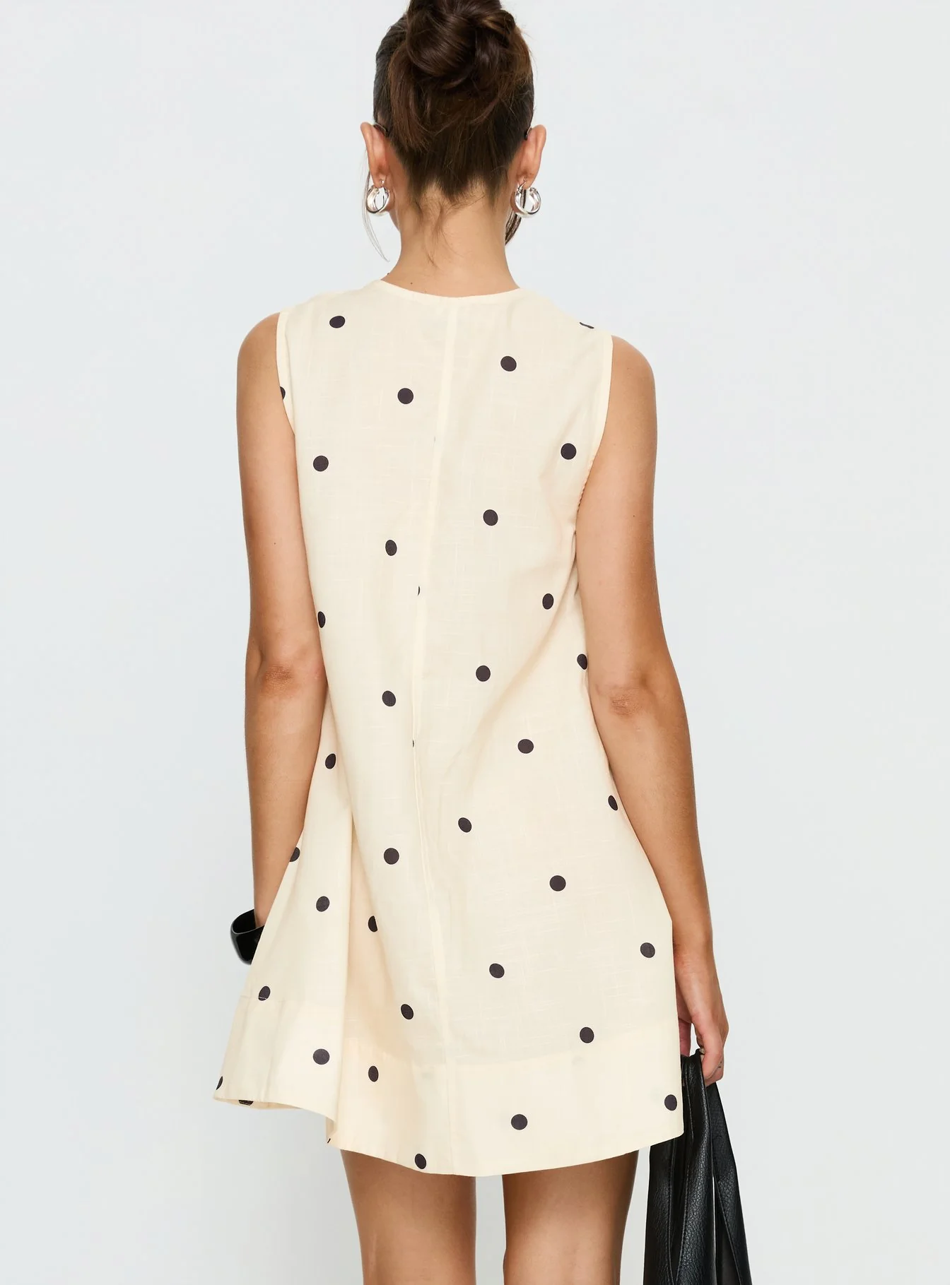 Eberta Ruched Baby Doll Mini Dress Yellow Polka Dot