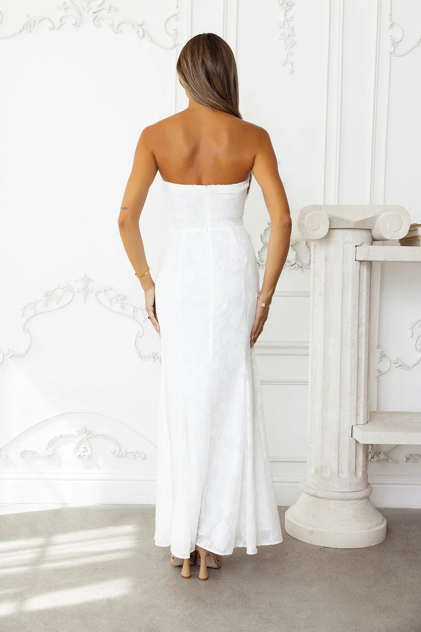 Sea Kissed Strapless Maxi Dress White - luluinthesky