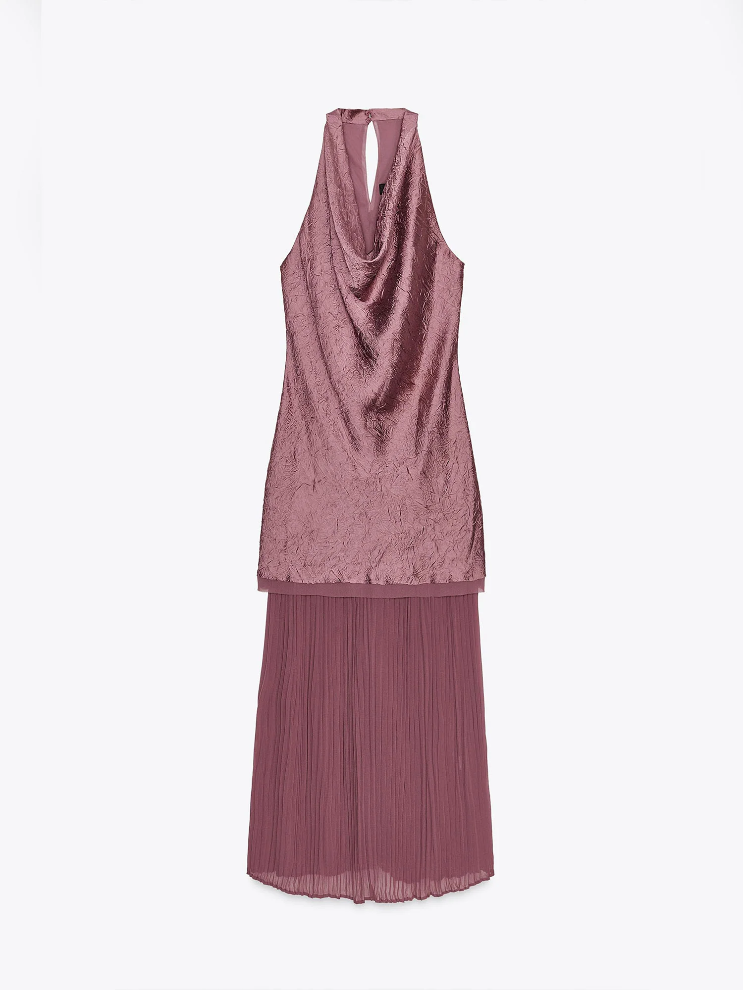 Dusty Rose Textured Halter Maxi Dress