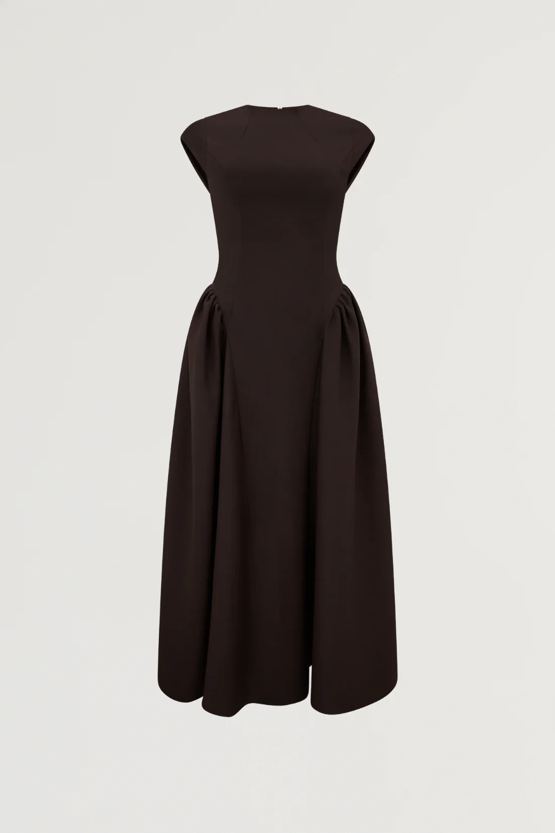 Cap Sleeve Gathered Midi Dress