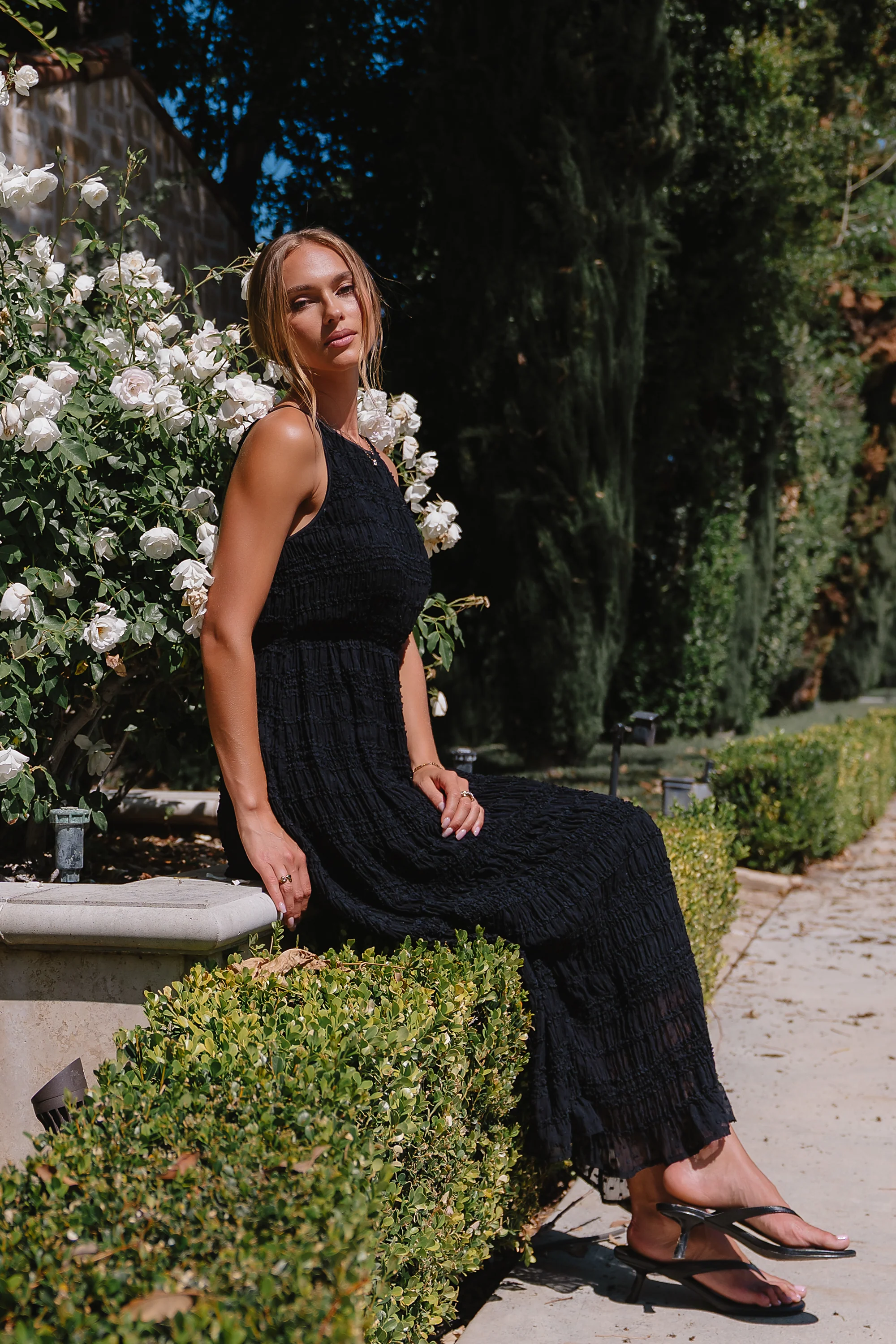Jordy Textured Maxi Dress in Black